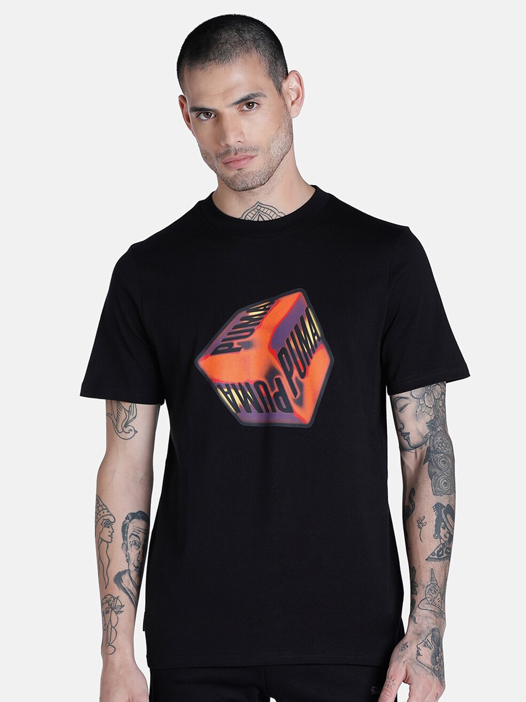 

Puma Men Black Swxp Graphic Print Regular Fit T-Shirt