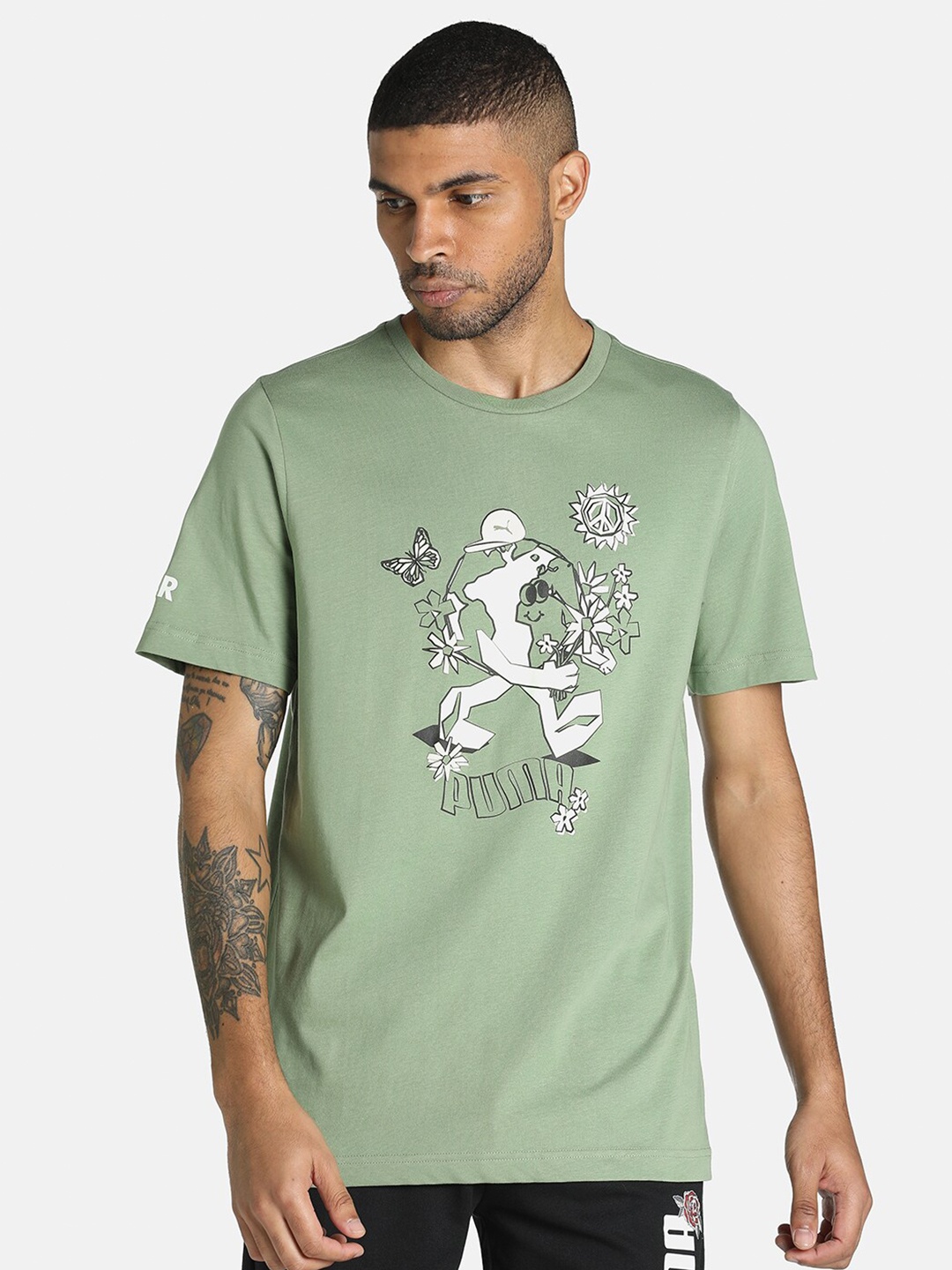 

Puma X 1DER KL Rahul Feel Good Cotton Regular Fit T-Shirt, Green