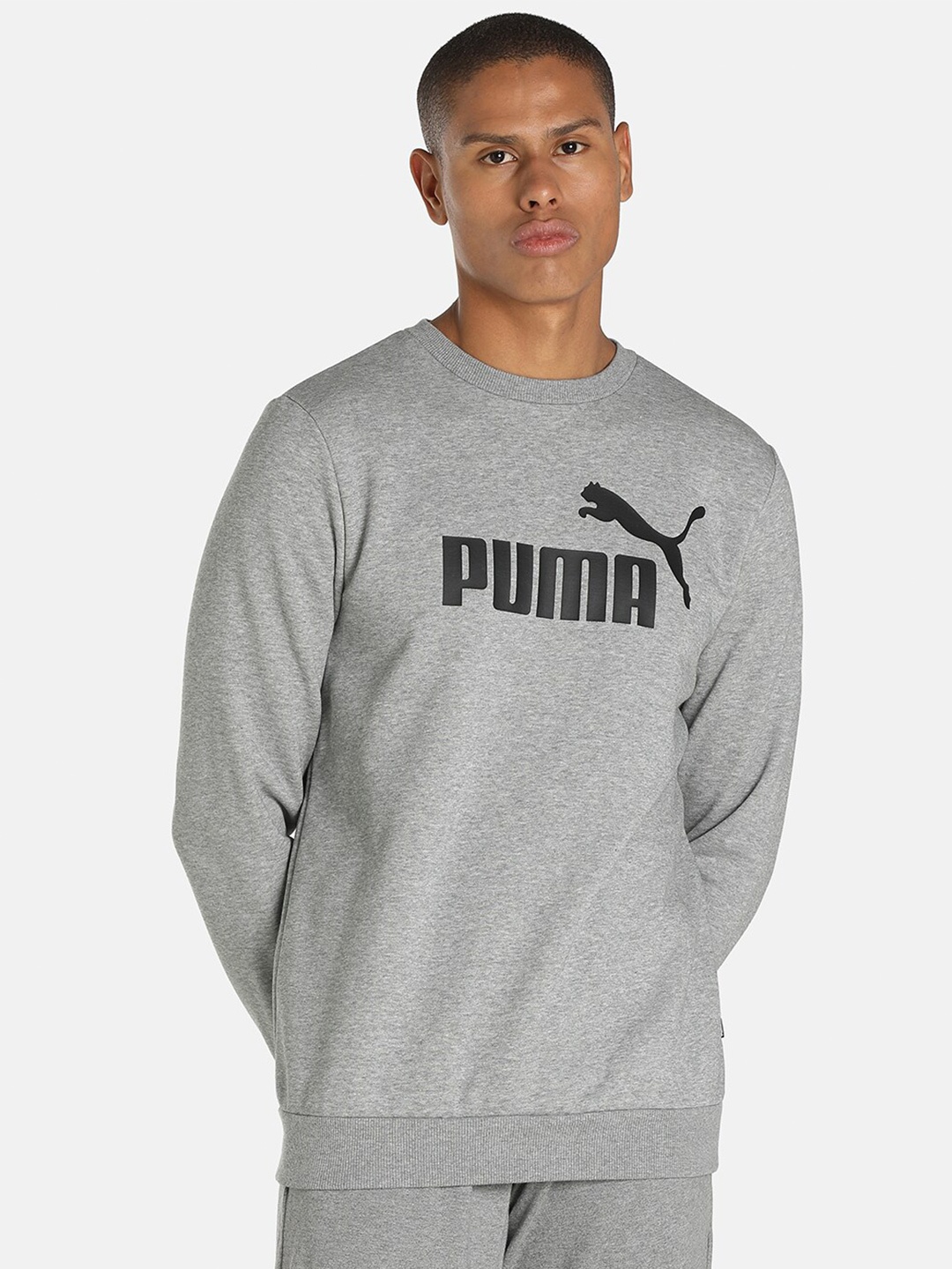 

Puma Men Grey Essential Big Logo Crew Regular Fit Cotton Sweatshirt