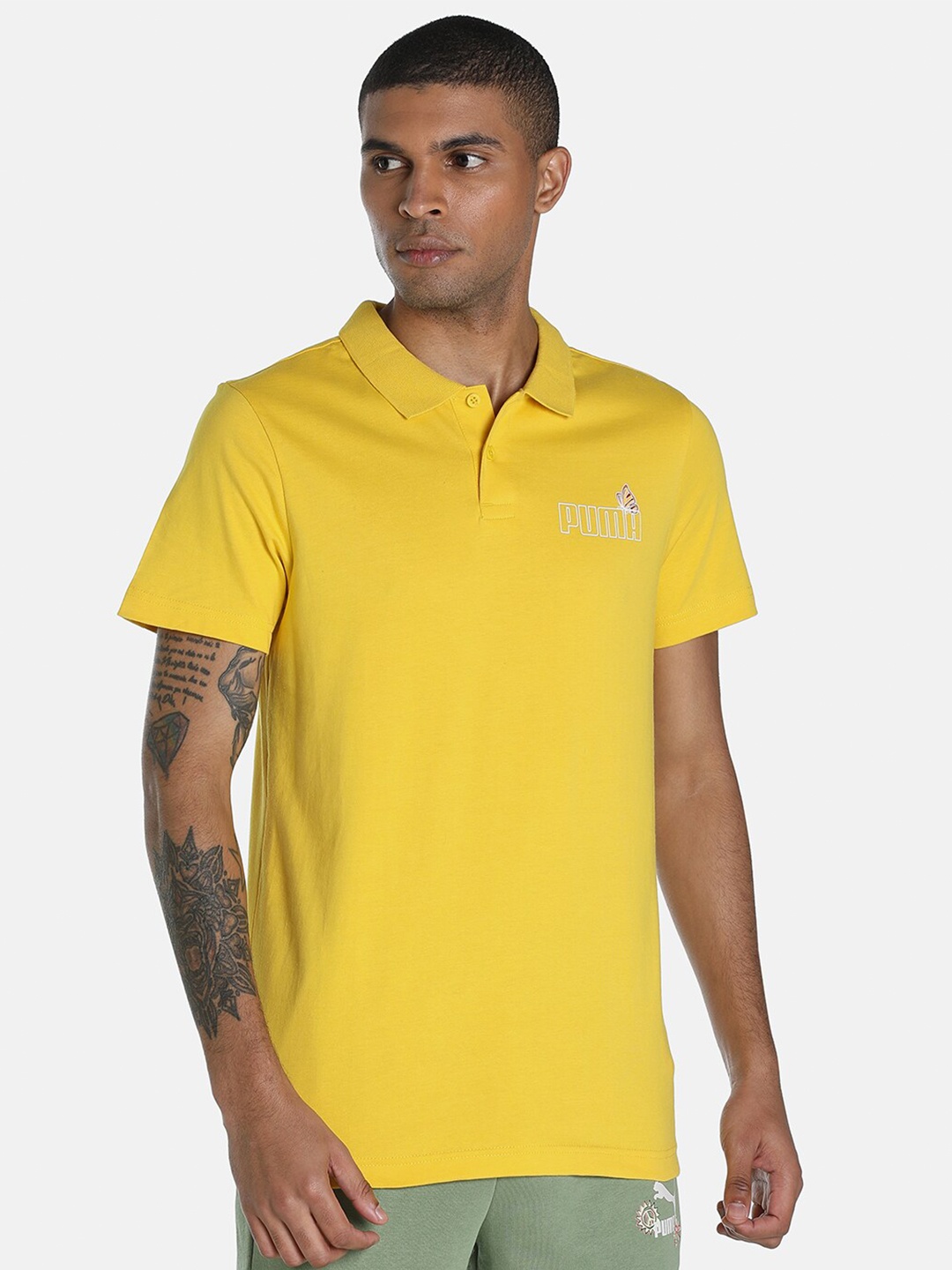 

Puma Men Yellow PUMA X 1DER KL Rahul Logo Polo Cotton Solid T-shirt
