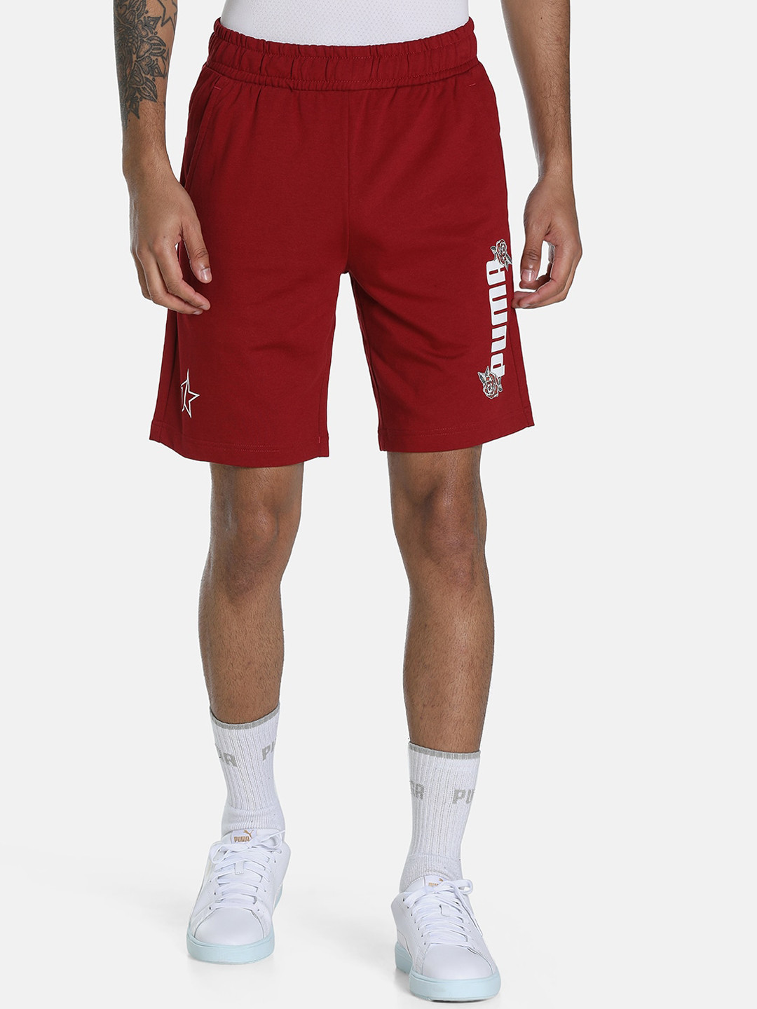 

Puma Men Red PUMA X 1DER KL Rahul Grunge Logo Shorts
