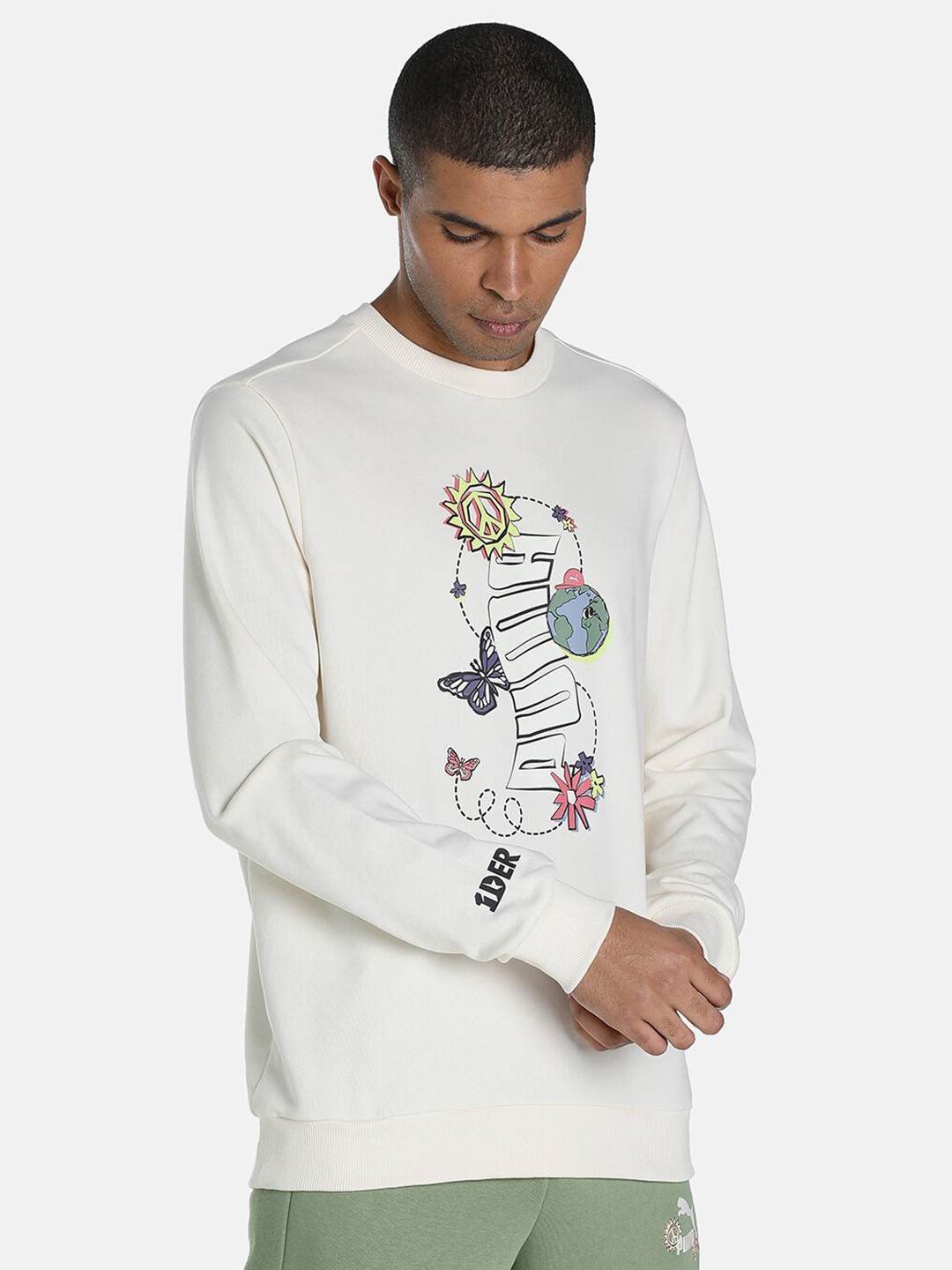 

Puma Men Regular Fit Brand Logo Printed Cotton T-shirt, White