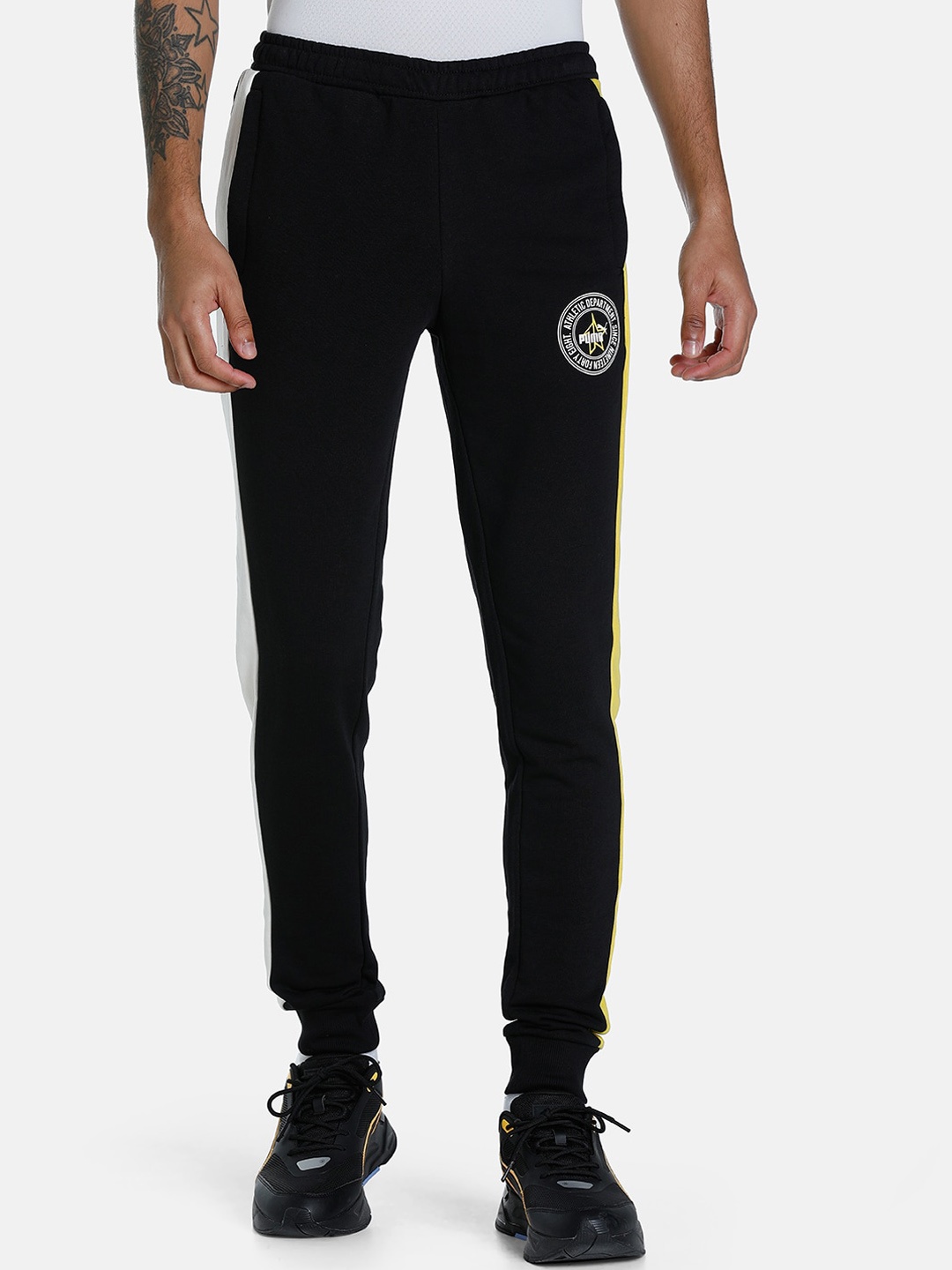 

Puma Men Black & Yellow Color Blocked PUMA X 1DER KL Cotton Track Pant