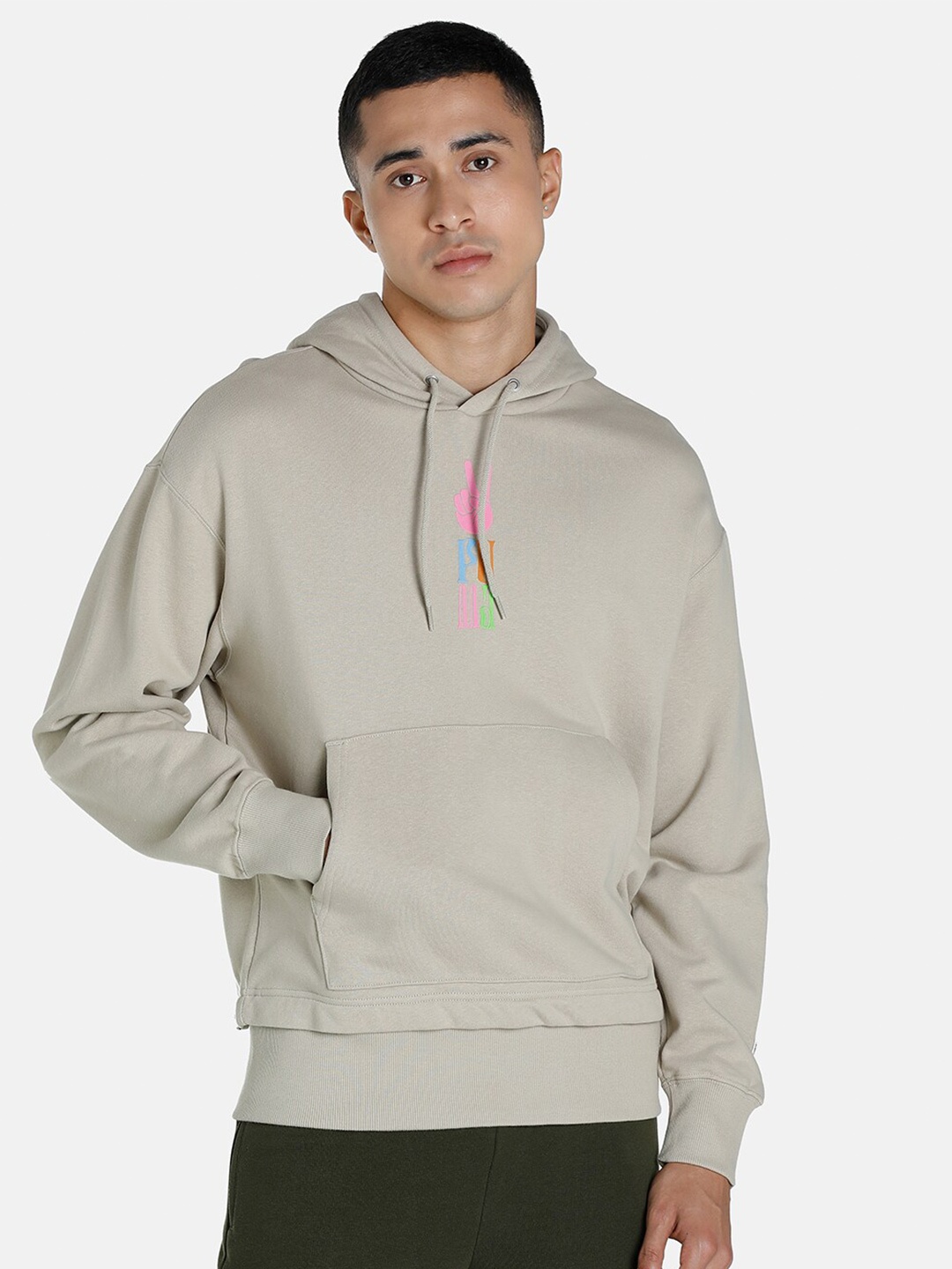 

Puma Men Beige Colored Downtown Graphic Cotton Hoodie