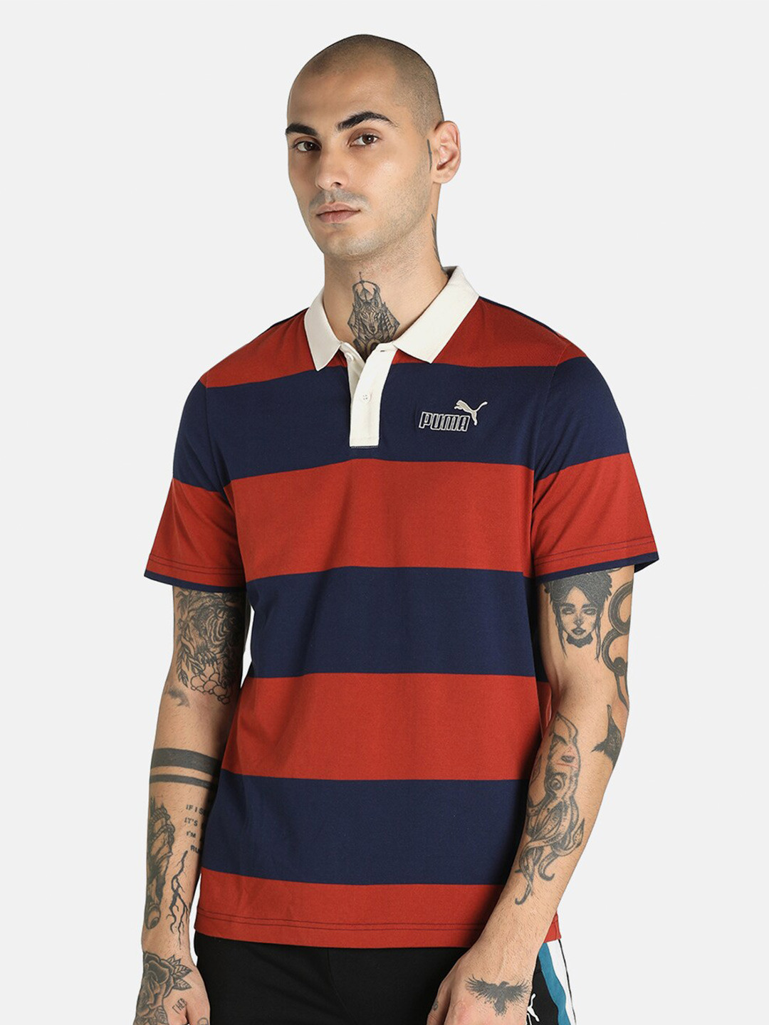 

Puma Men Red & Navy Blue 1DER KL Rahul Core T-shirt