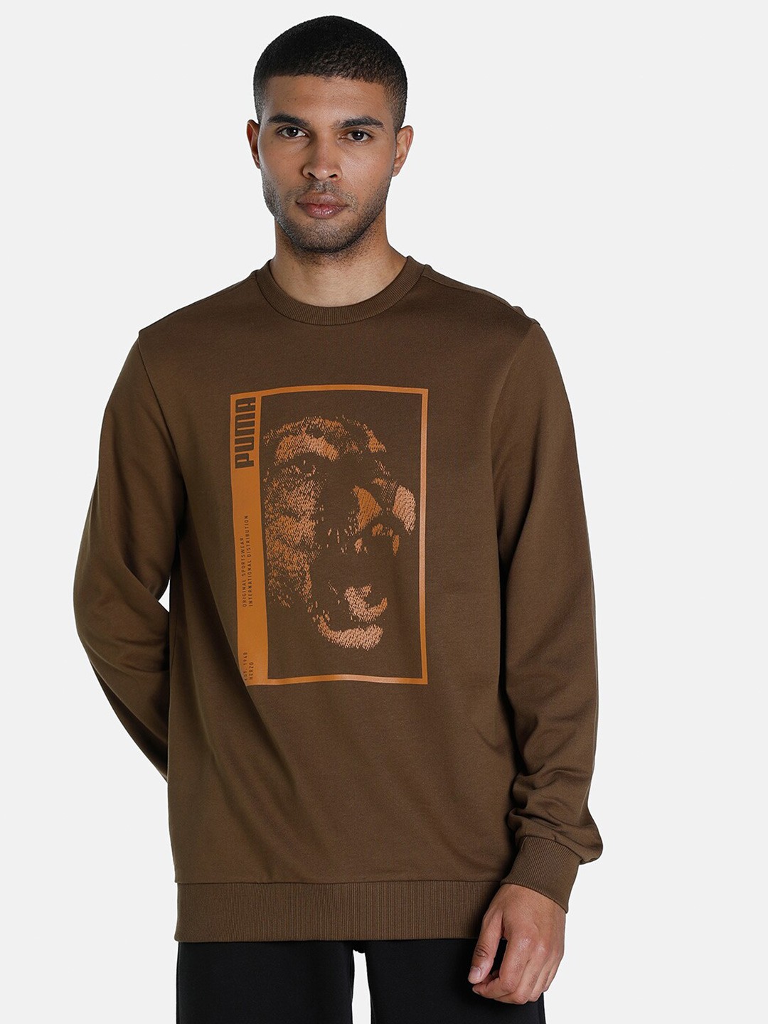

Puma Men Olive Green X 1DER KL Rahul Printed Sports Sweatshirt