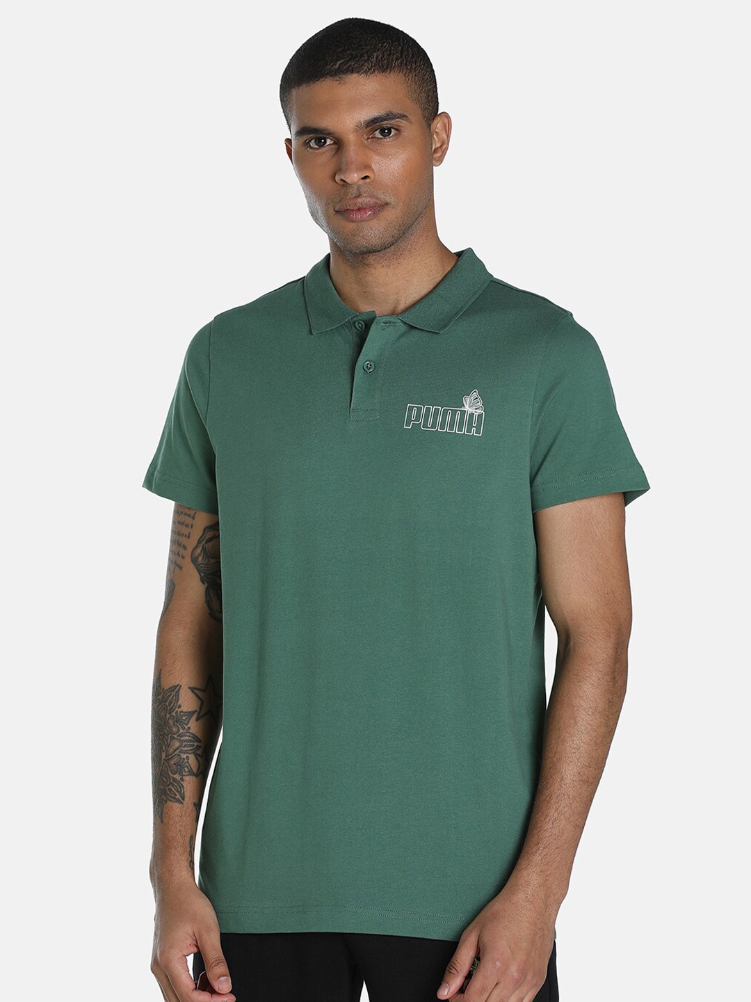 

Puma Men Green 1DER KL Rahul Logo Polo Cotton T-shirt