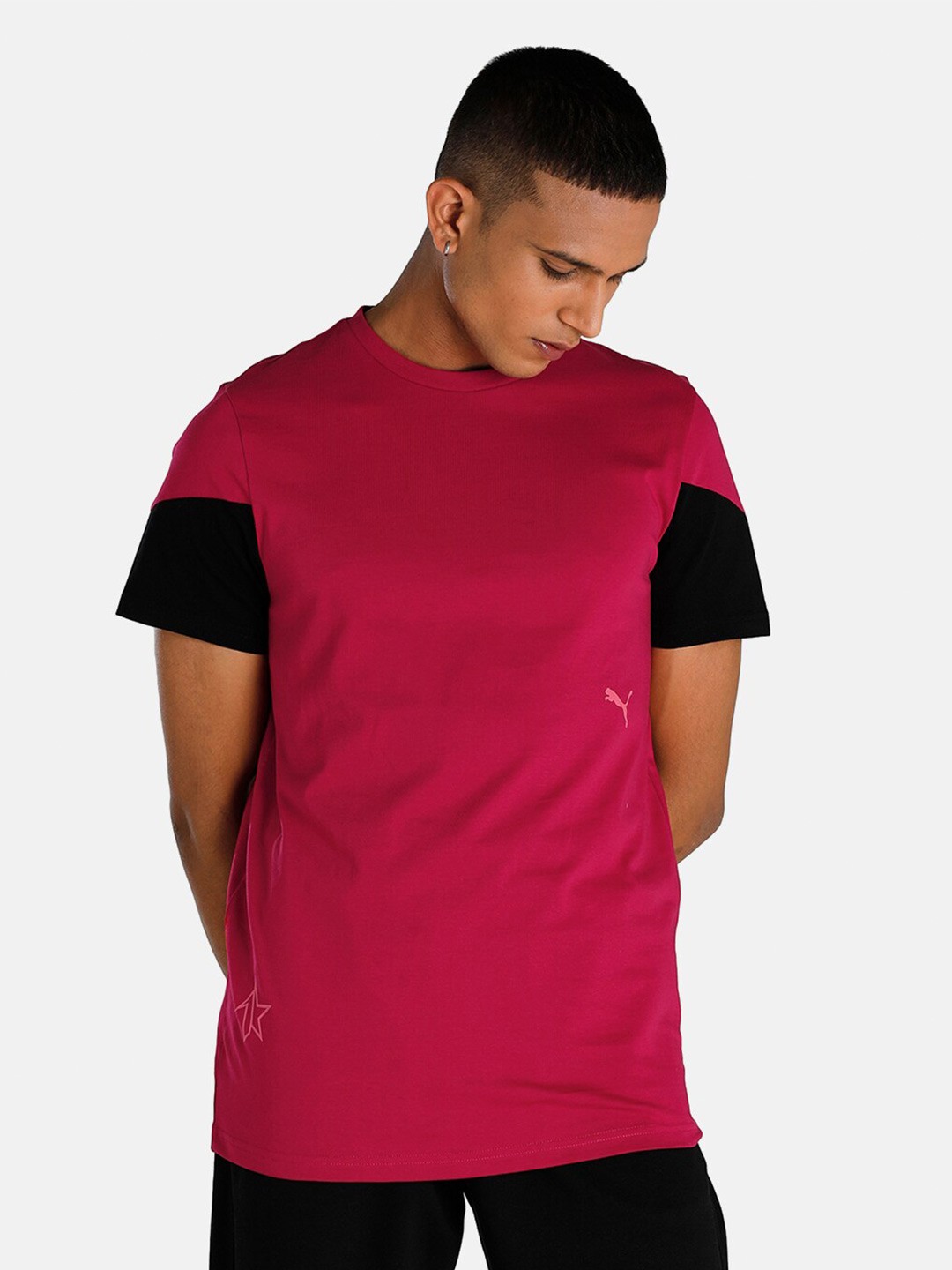 

PUMA X 1DER Men Red & Black Colourblocked Cotton T-Shirt