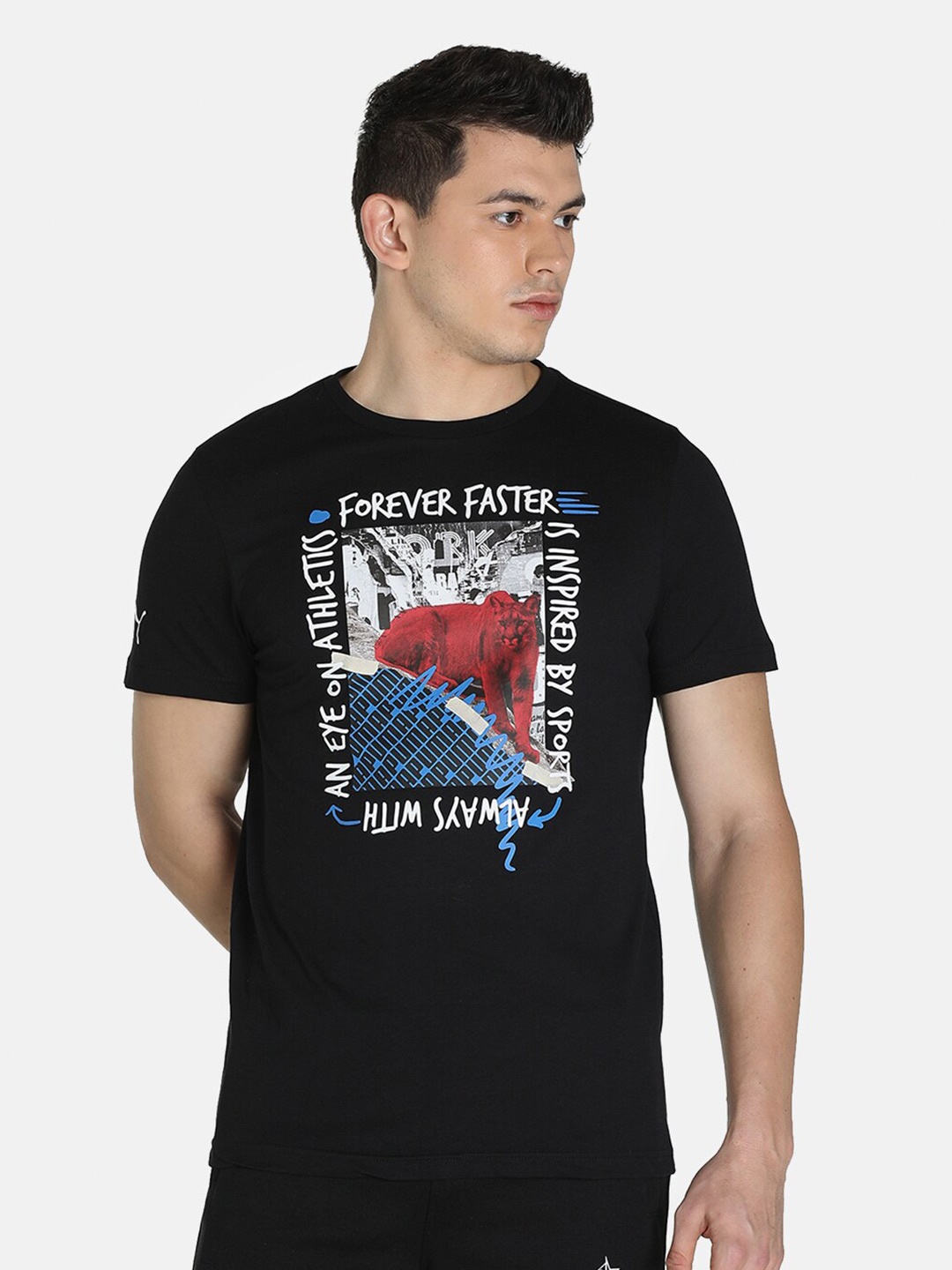 

Puma Men 1DER KL Rahul Graphic Ll Cotton Printed Slim Fit T-shirt, Black