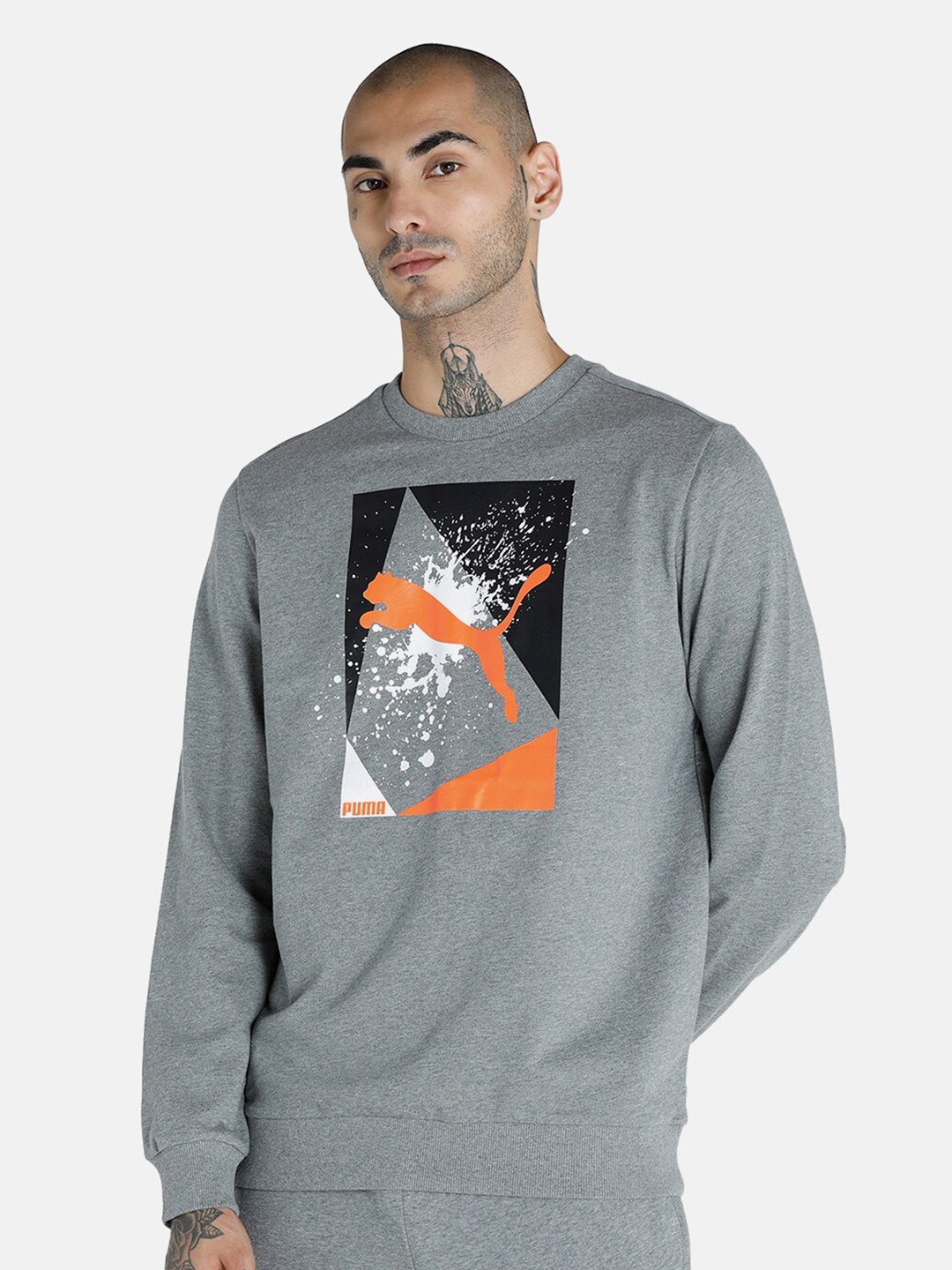 

Puma Men Grey PUMA X 1DER Graphic Crew Cotton Sweatshirt