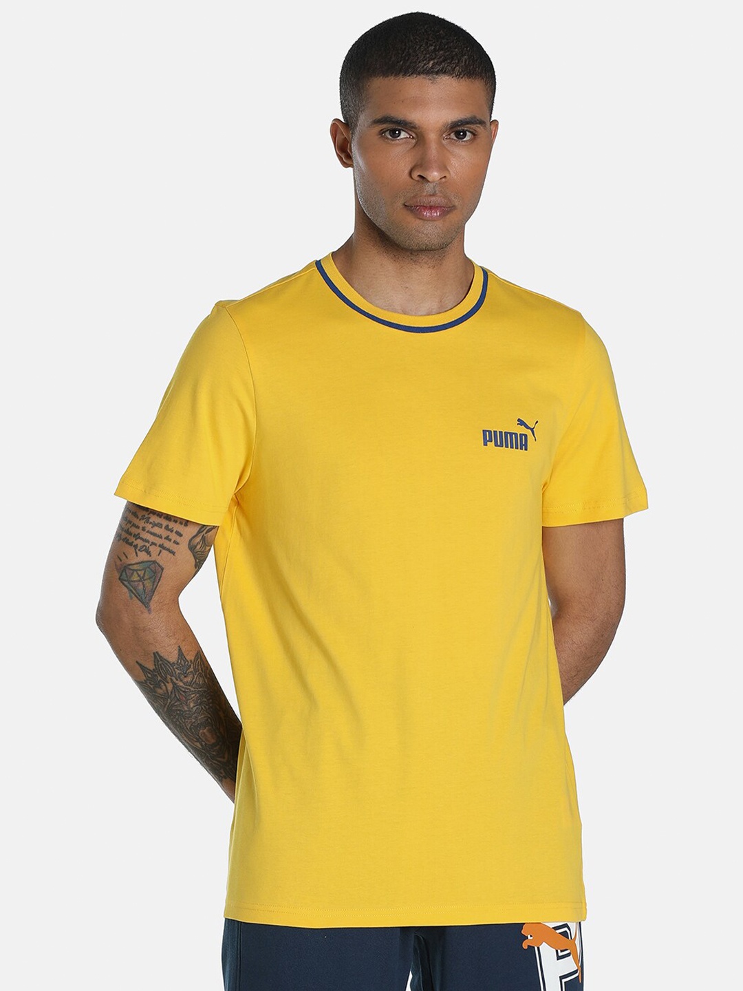 

Puma Men Yellow 1DER KL Rahul Back Logo Cotton Solid T-shirt