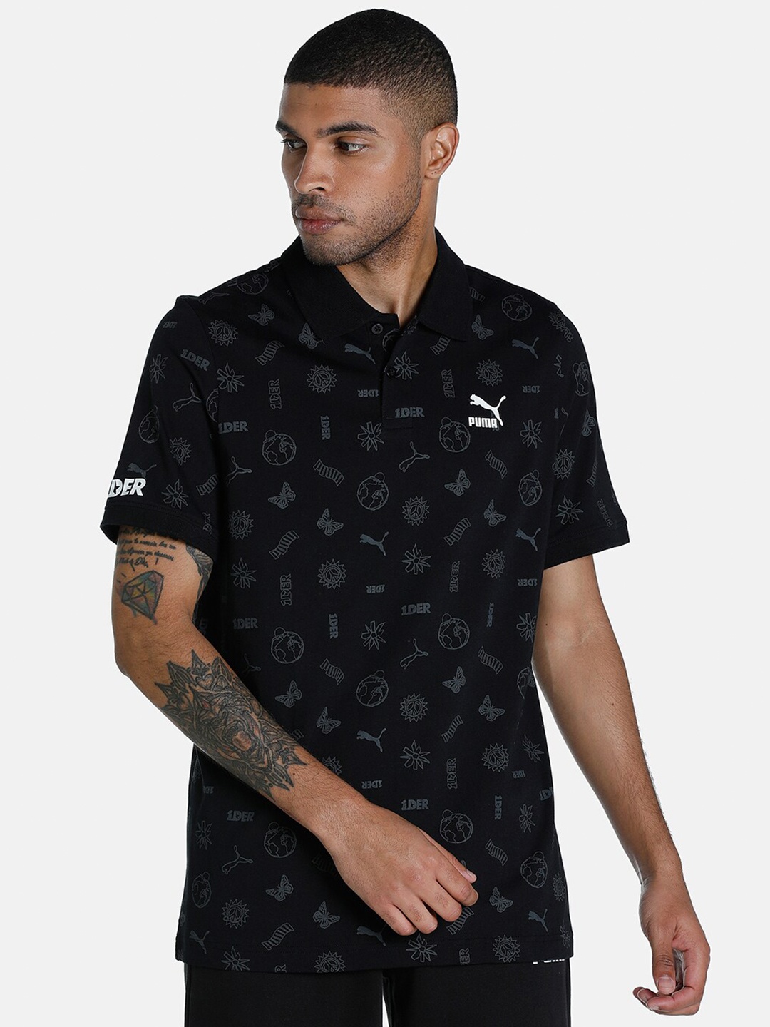 

Puma Men Black 1DER KL Rahul Feel Good Aop Cotton Printed T-shirt