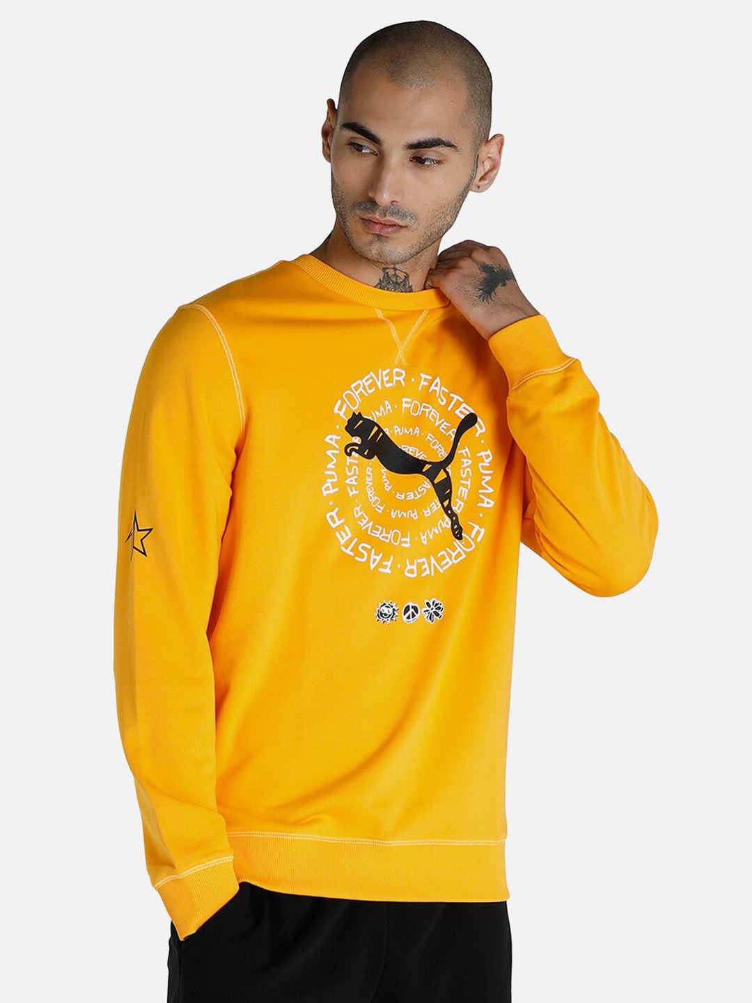 

Puma Men Yellow X 1DER Crew Sweat Shirt