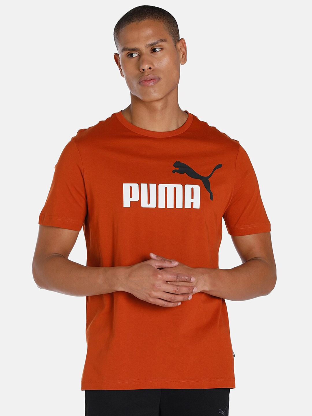

Puma Men Red Essentials+2 Colour Logo Cotton Printed T-shirt