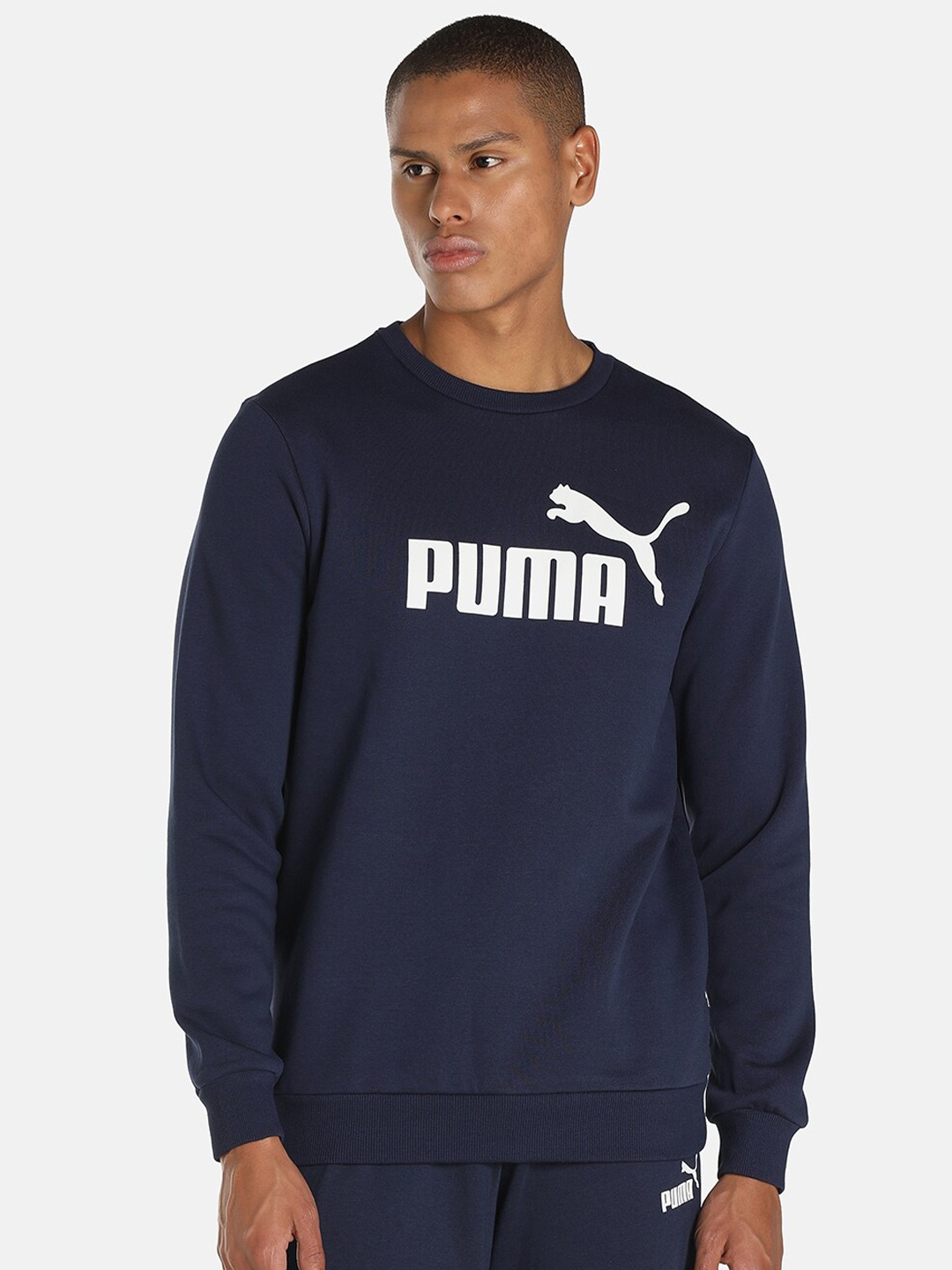 

Puma Men Navy Blue Printed Essential Big Logo Crew Sweatshirt