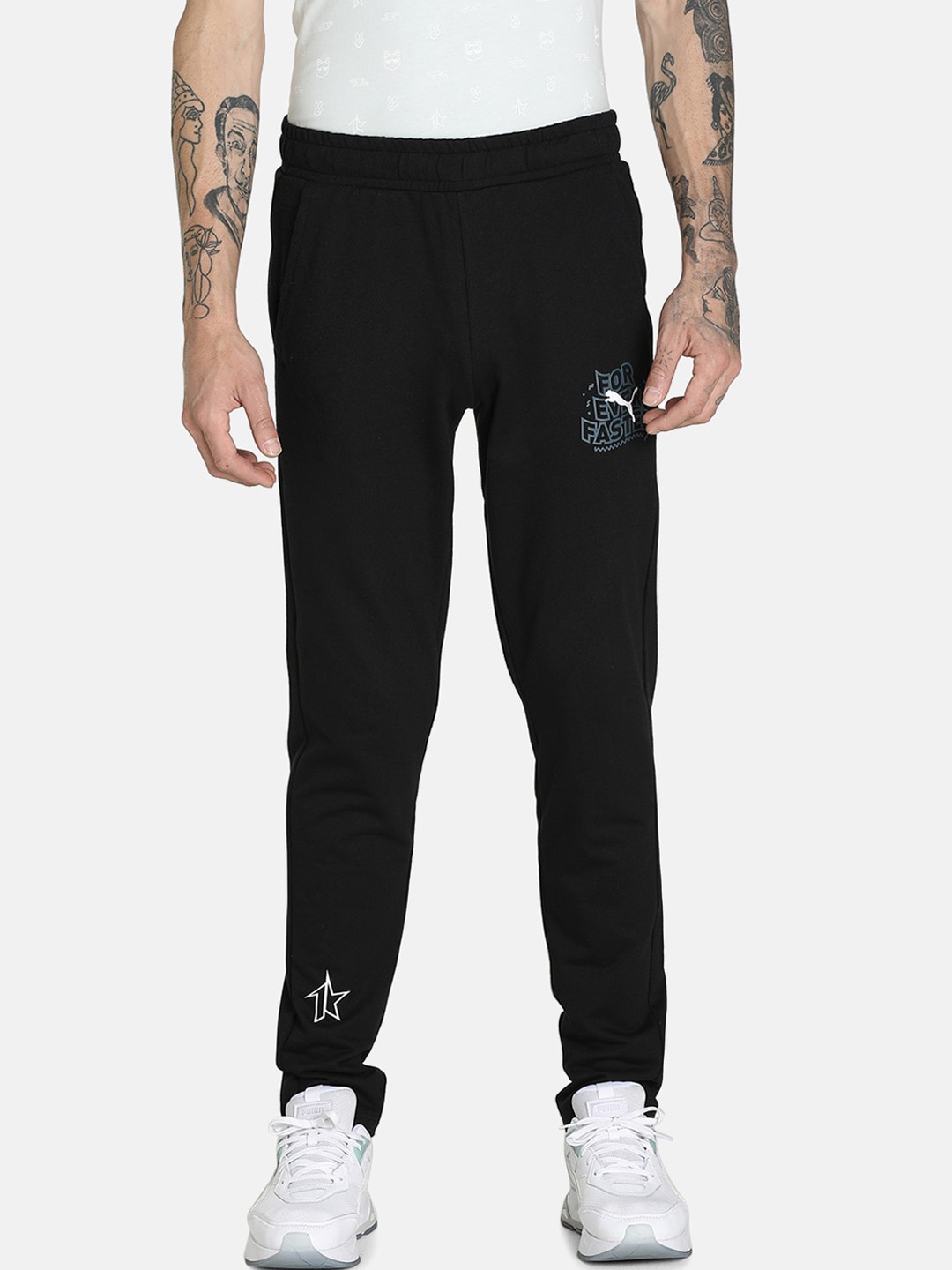 

Puma Men Black Solid Cotton Slim-Fit Track Pants