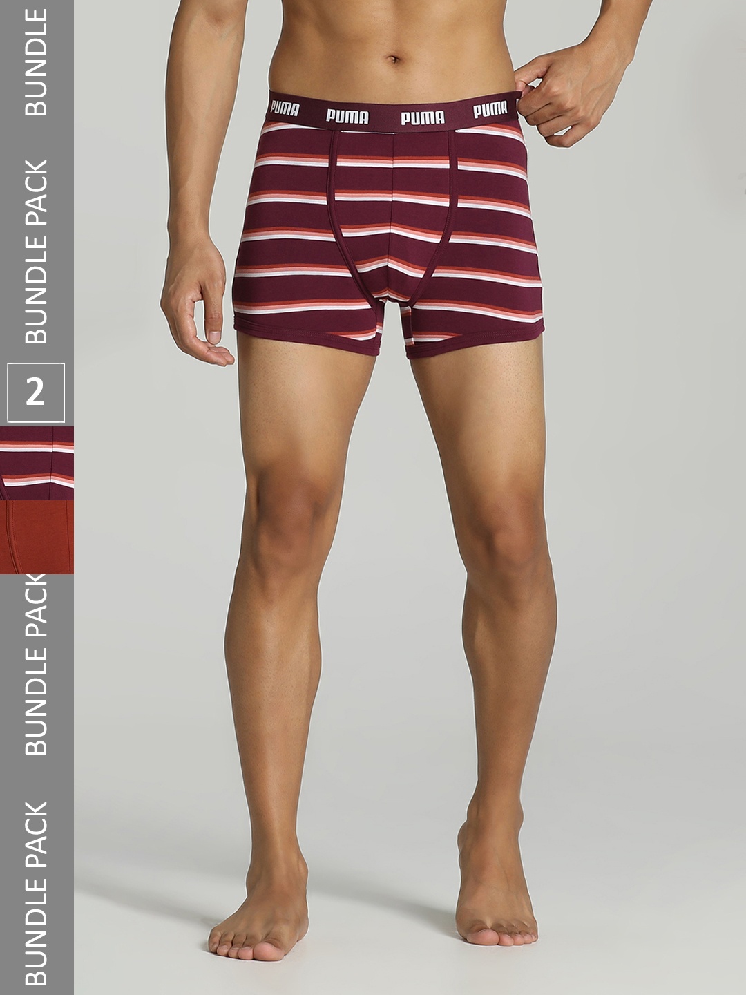 

Puma Men Pack Of 2 Red and Maroon Stretch Star Trunks 67650201