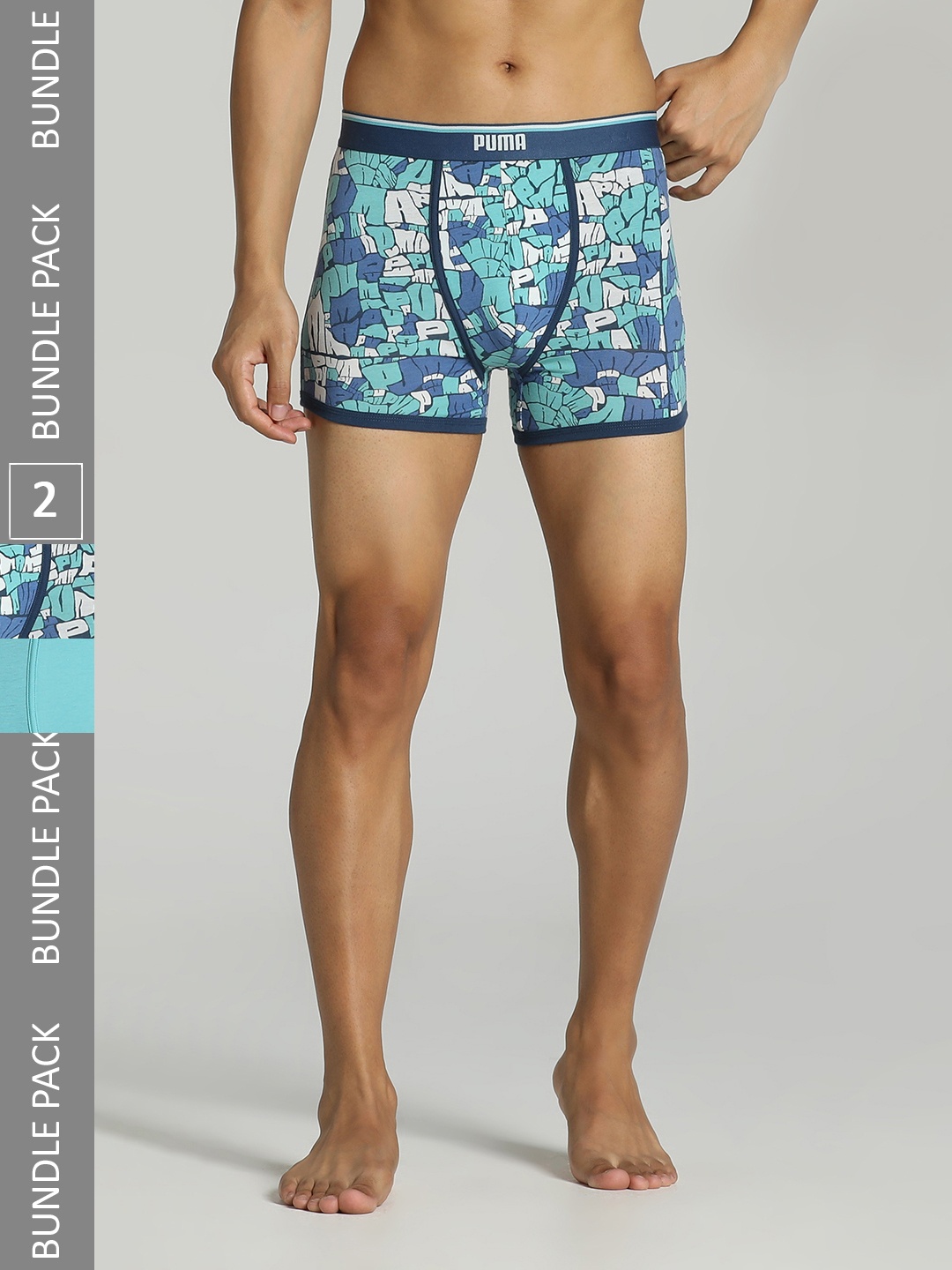 

Puma Men Men Pack of 2 Blue Printed Stretch Aop Cotton Trunks