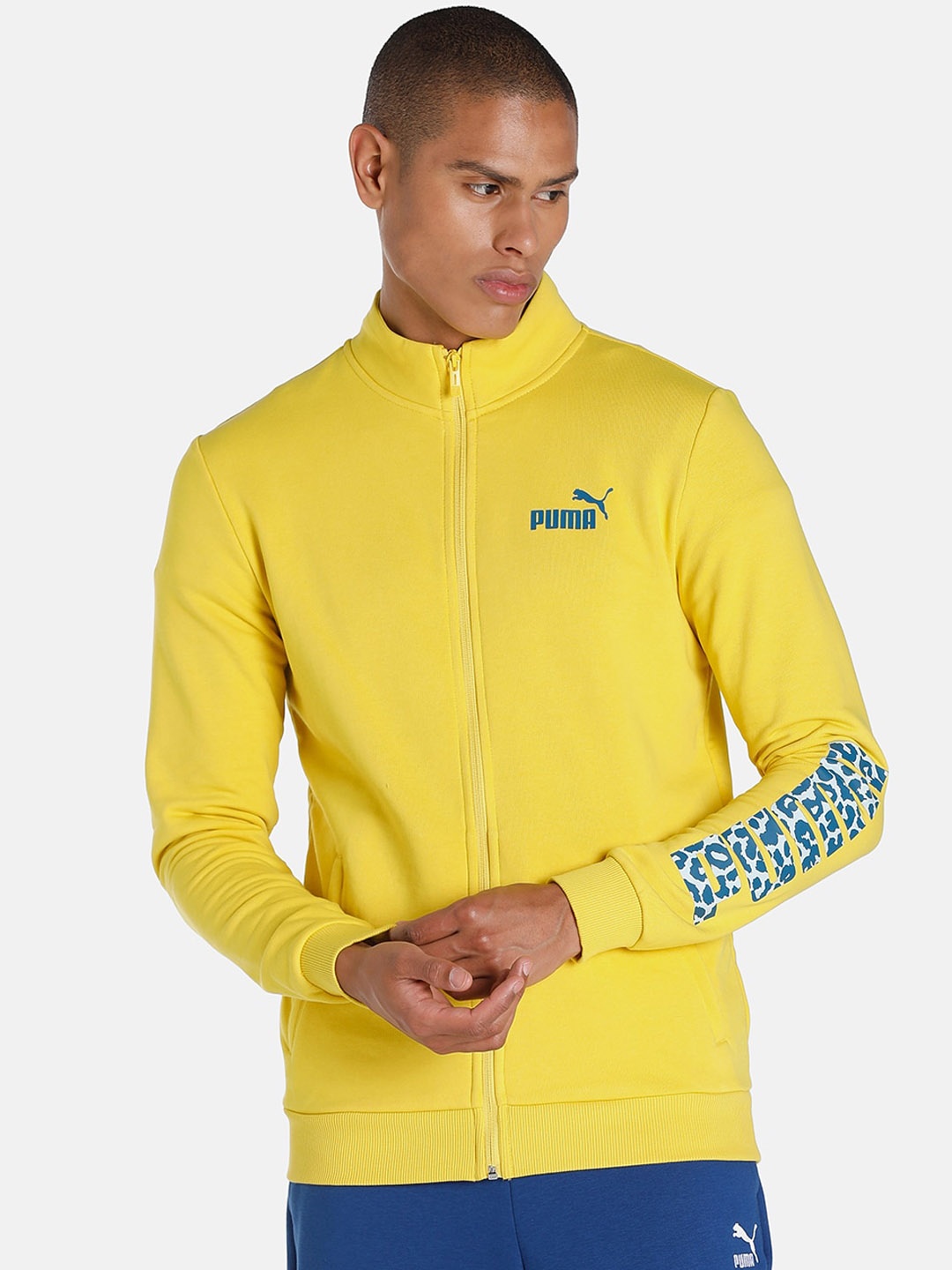 

Puma Men Slim Fit Outdoor Textured Logo Knitted Jacket Sporty Jacket, Yellow