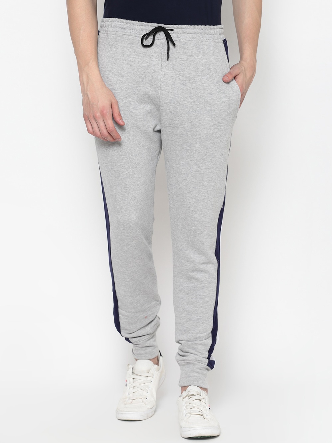 

PAUSE SPORT Men Grey & Blue Cotton Joggers
