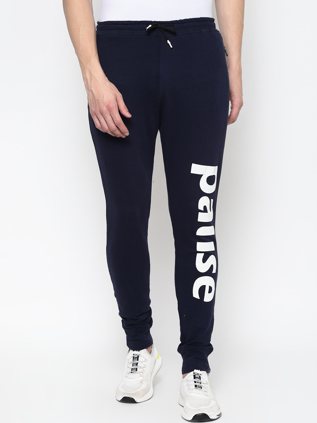 

PAUSE SPORT Men Navy Blue Solid Cotton Jogger