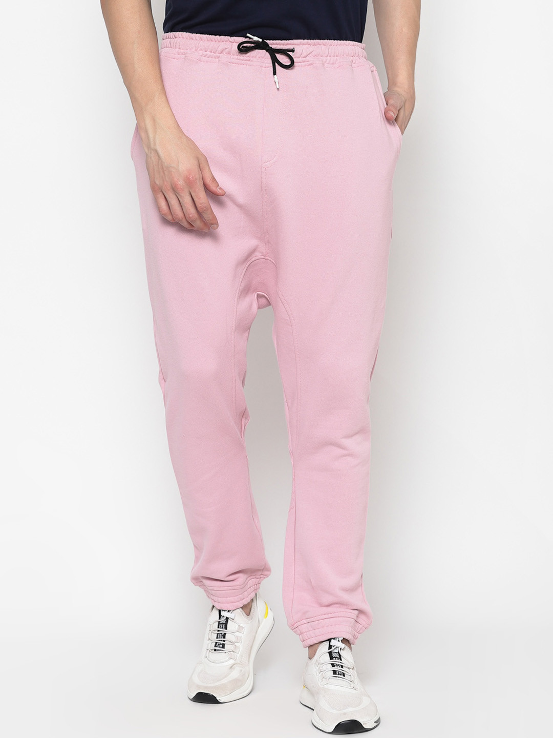 

PAUSE SPORT Men Pink Solid Cotton Slim-Fit Joggers