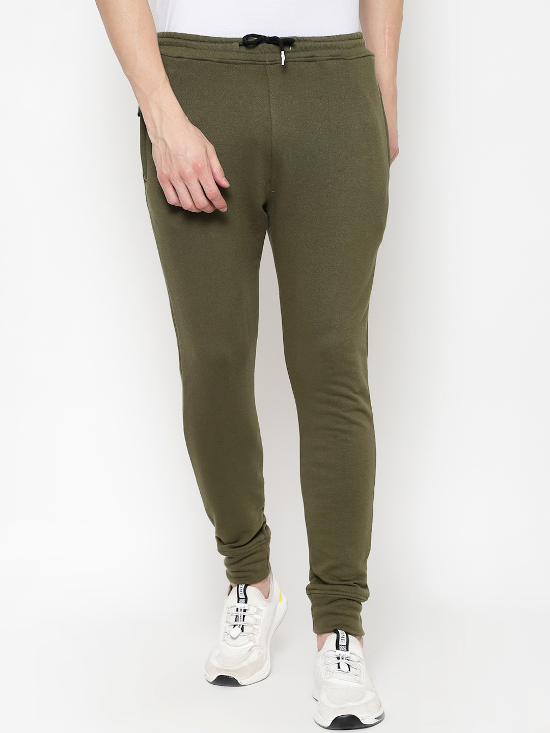 

PAUSE SPORT Men Olive Solid Cotton Joggers