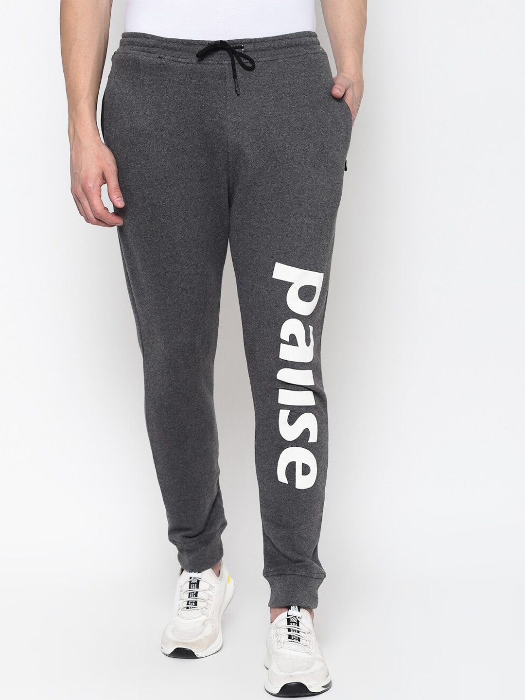 

PAUSE SPORT Men Grey Melange Solid Slim-Fit Joggers