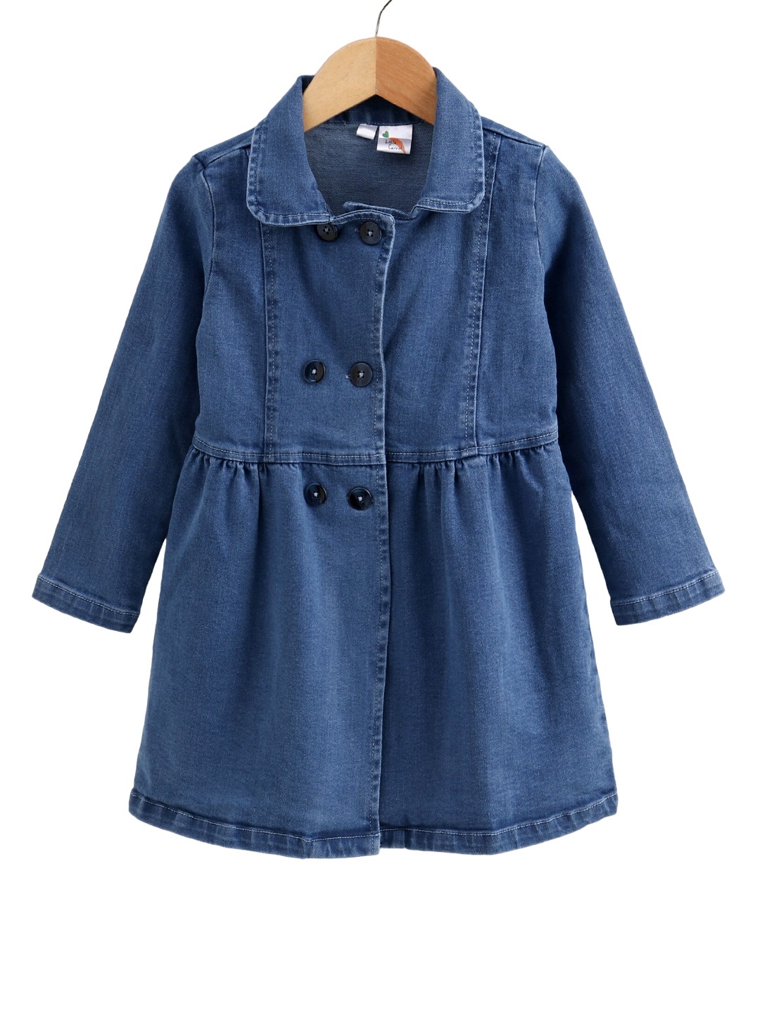 

Little Carrot Girls Blue Longline Denim Trench Coat