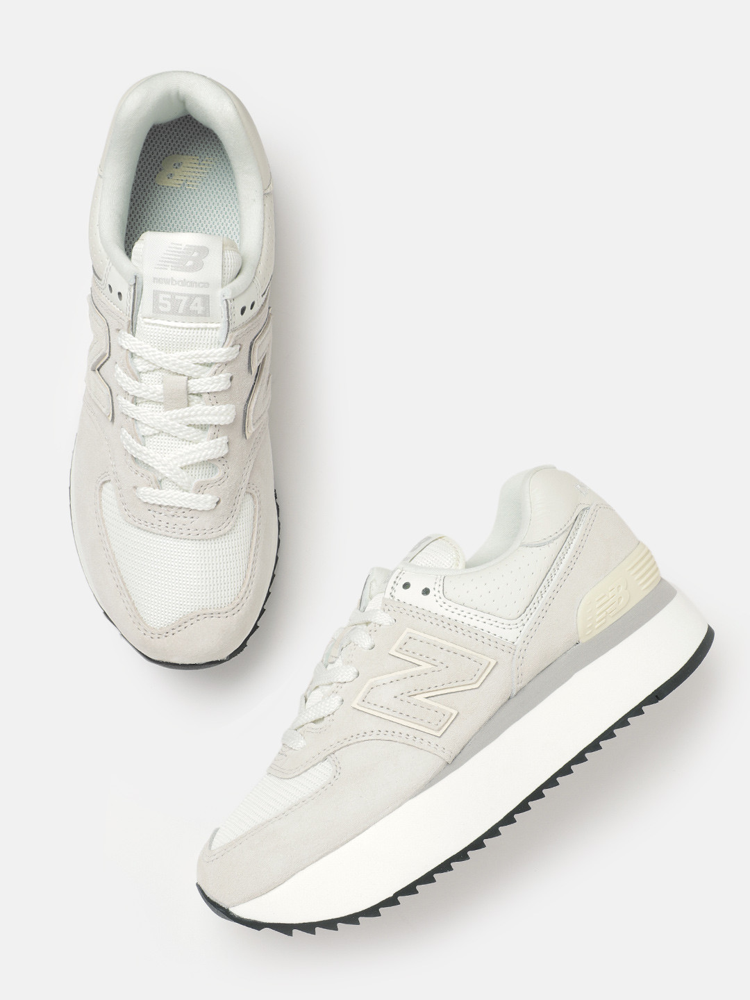 

New Balance Women Woven Design Suede Sneakers, White