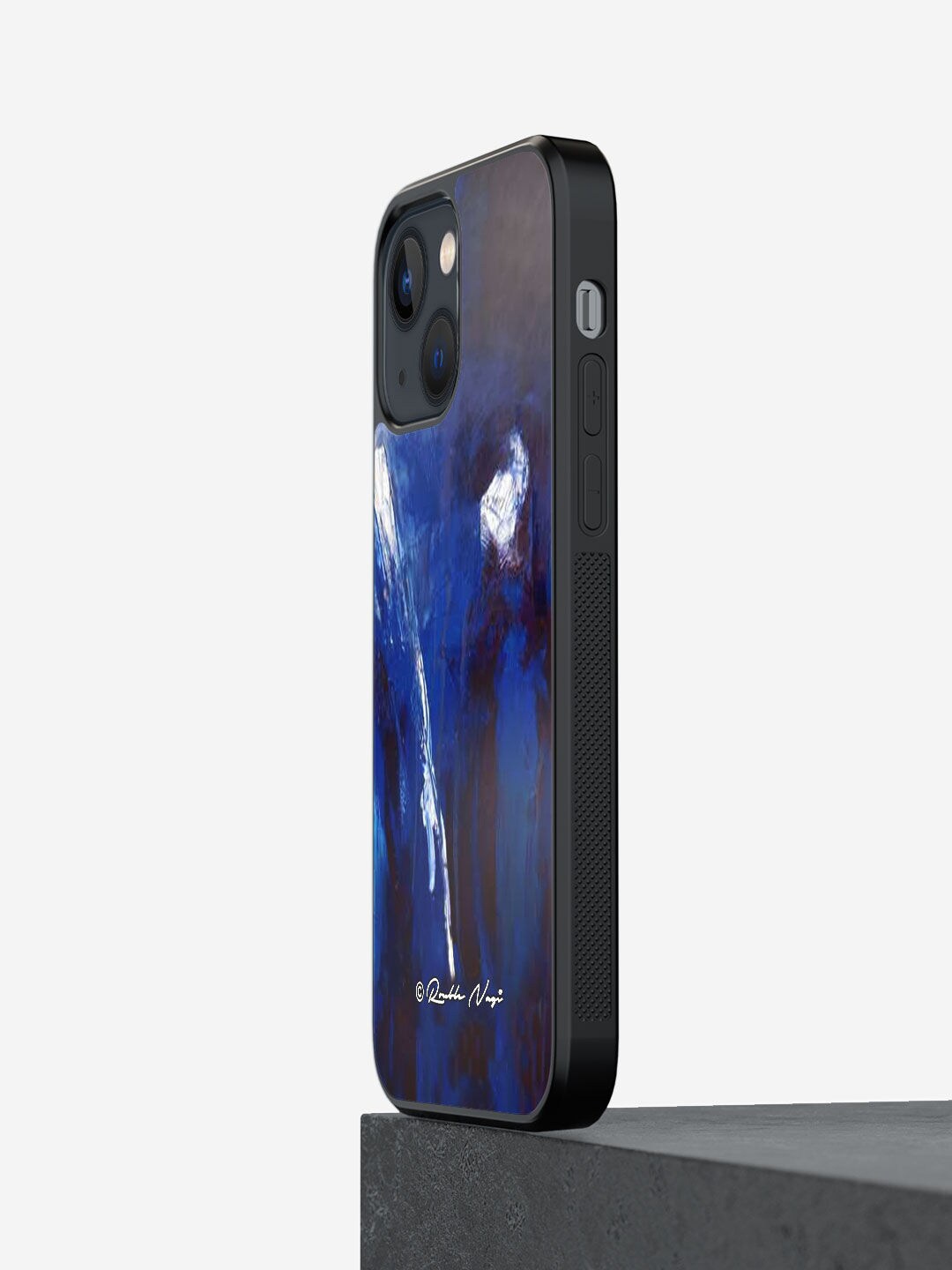 

macmerise Black & Blue Rainfall Design iPhone 13 Mini Bumper Back Case