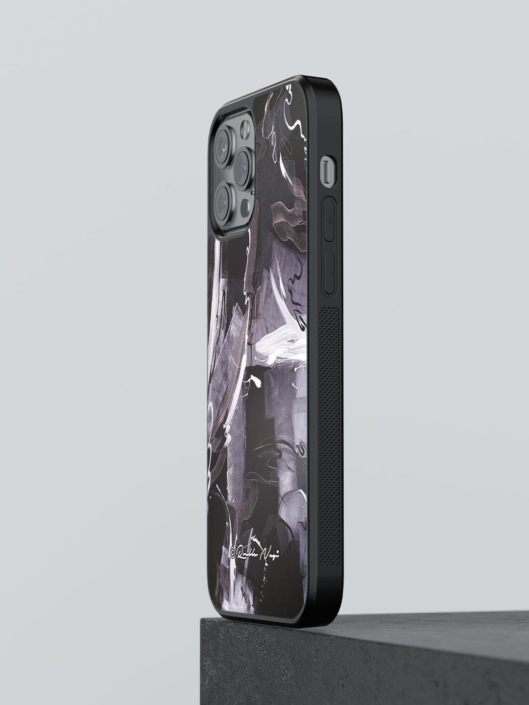 

macmerise Black & Grey Abstract Printed iPhone 13 Pro Bumper Phone Back Case