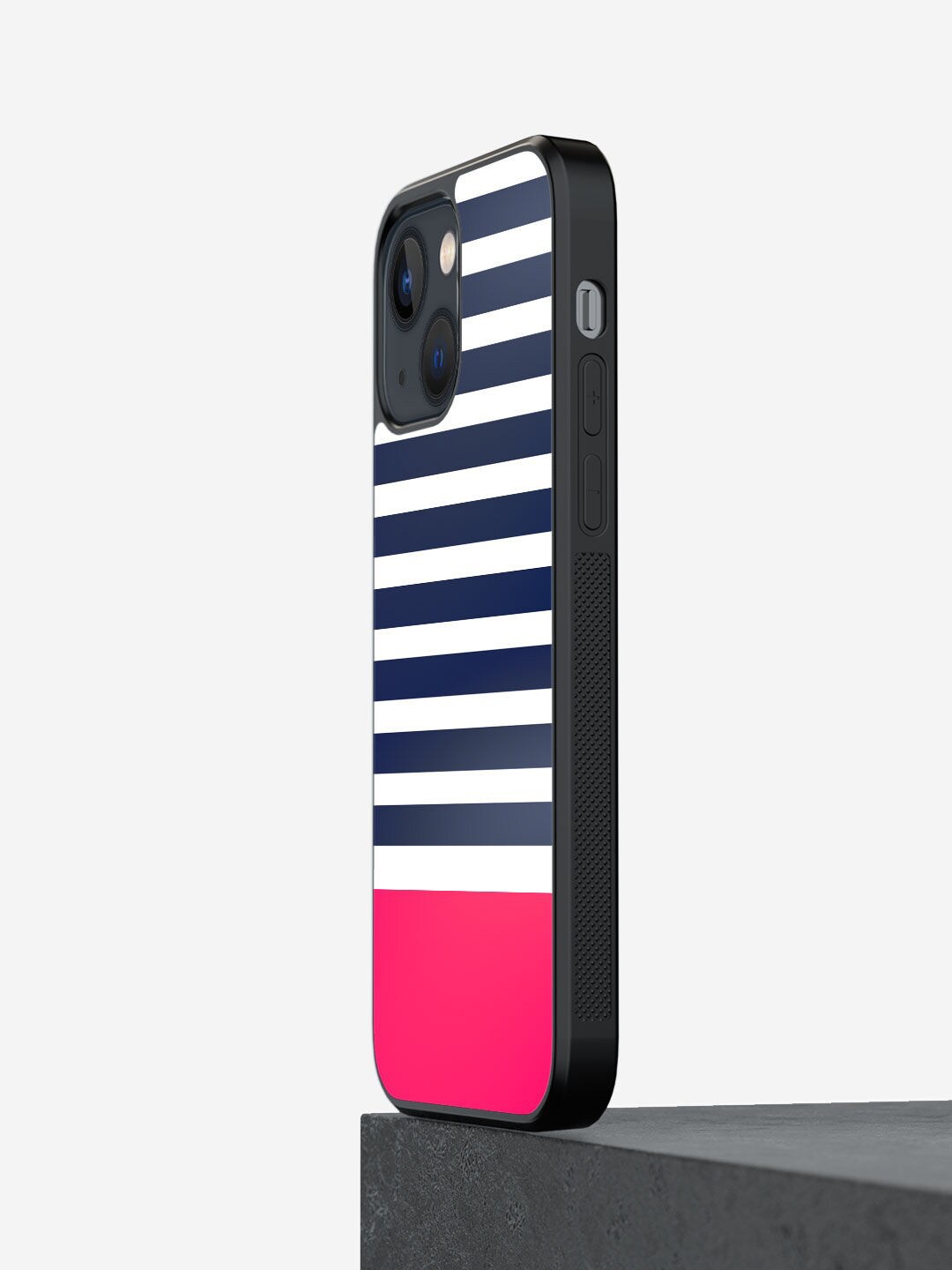 

macmerise Pink Printed Simply Stripes Design iPhone 13 Mini Bumper Phone Back Case