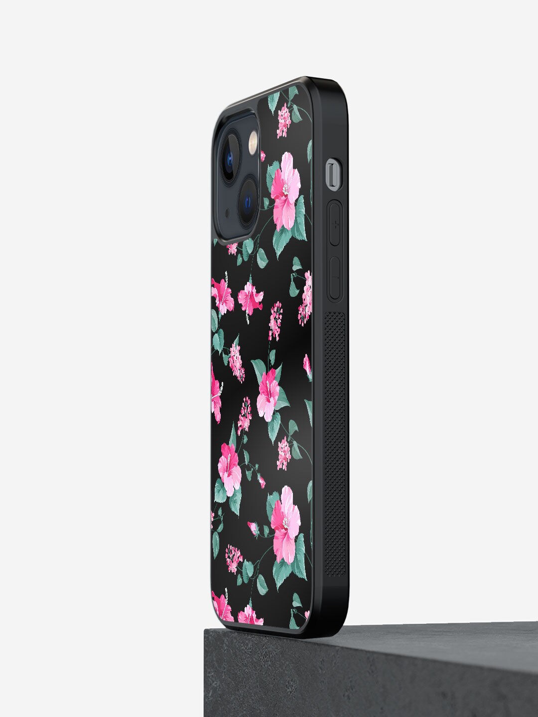 

macmerise Black & Pink Printed SK Hibiscus Blush Design iPhone 13 Mini Phone Back Case