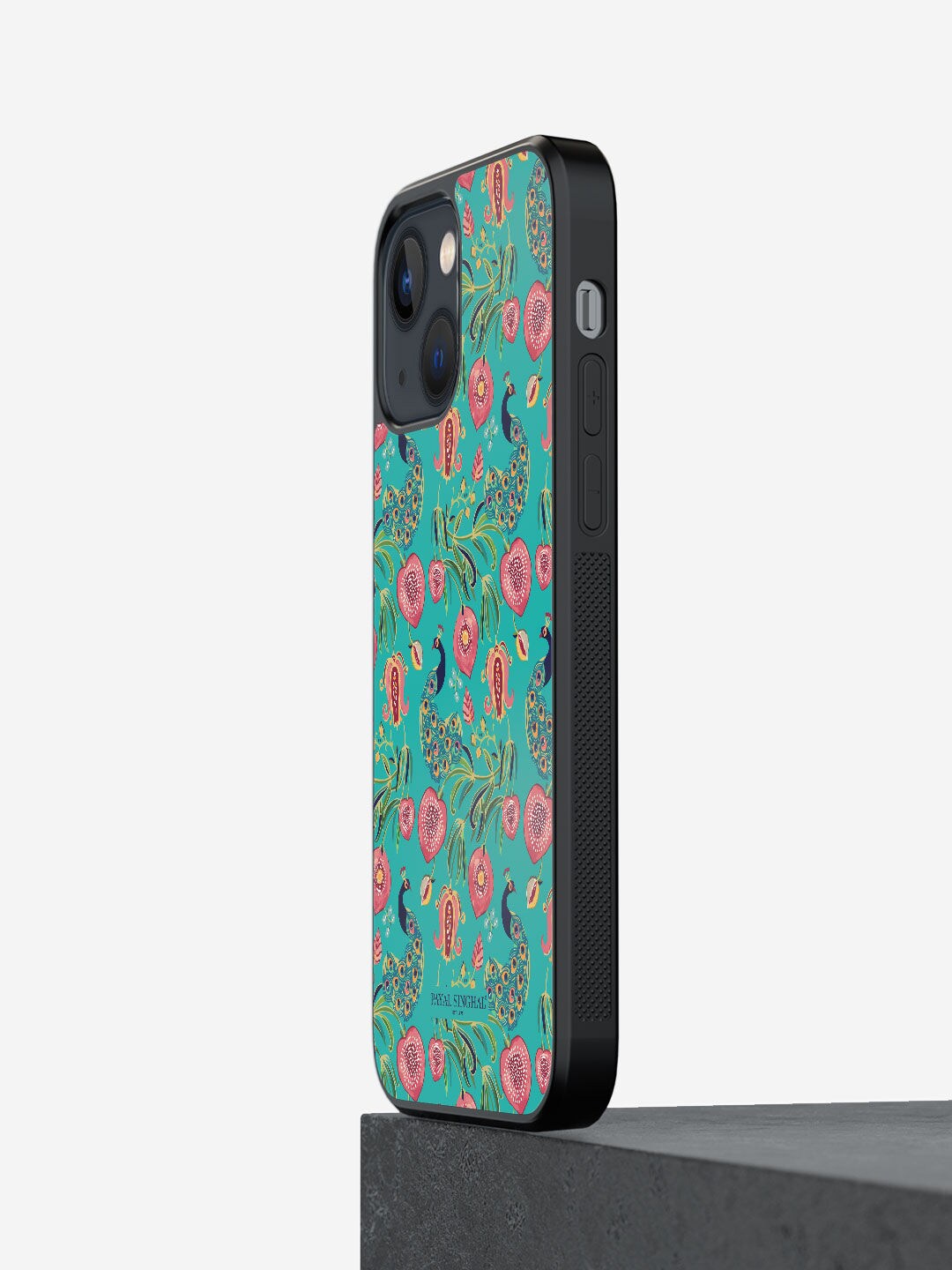 

Macmerise Teal Blue & Pink Anaar and Mor Printed Design iPhone 13 Mini Bumper Phone Back Case