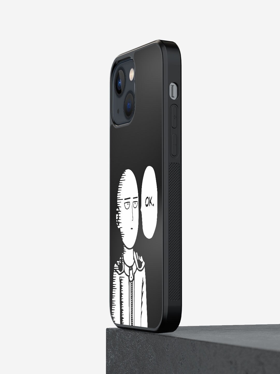 

macmerise Black & White Printed Saitama Not Impressed iPhone 13 Mini Phone Back Case