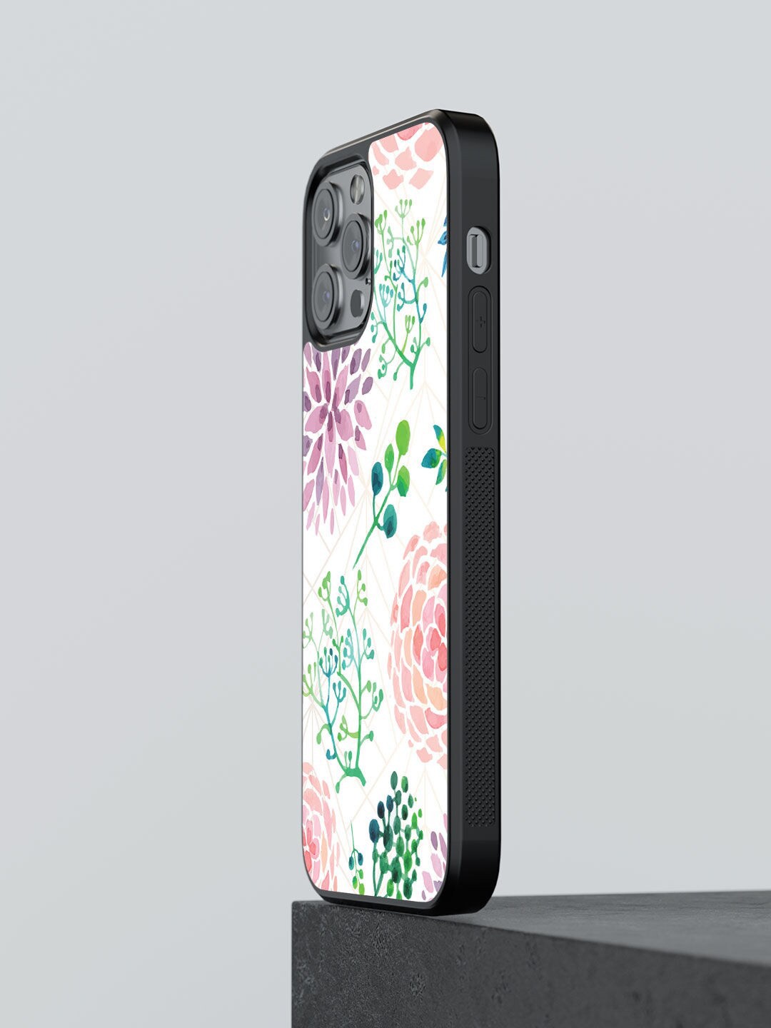 

macmerise White Printed Ferns & Flowers Design iPhone 13 Pro Bumper Phone Back Case