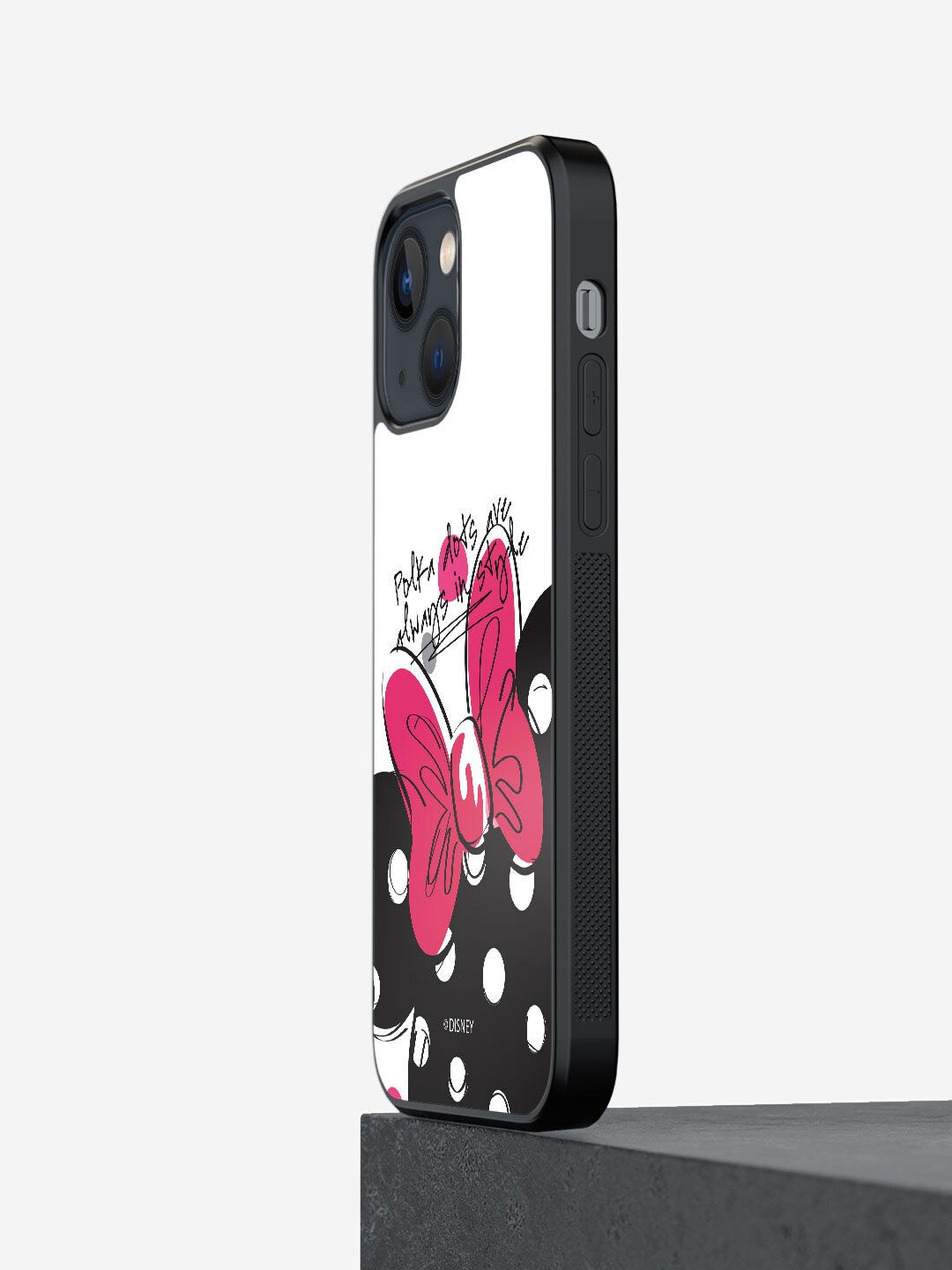 

macmerise Black & Pink Printed Polka Minnie iPhone 13 Mini Phone Back Case