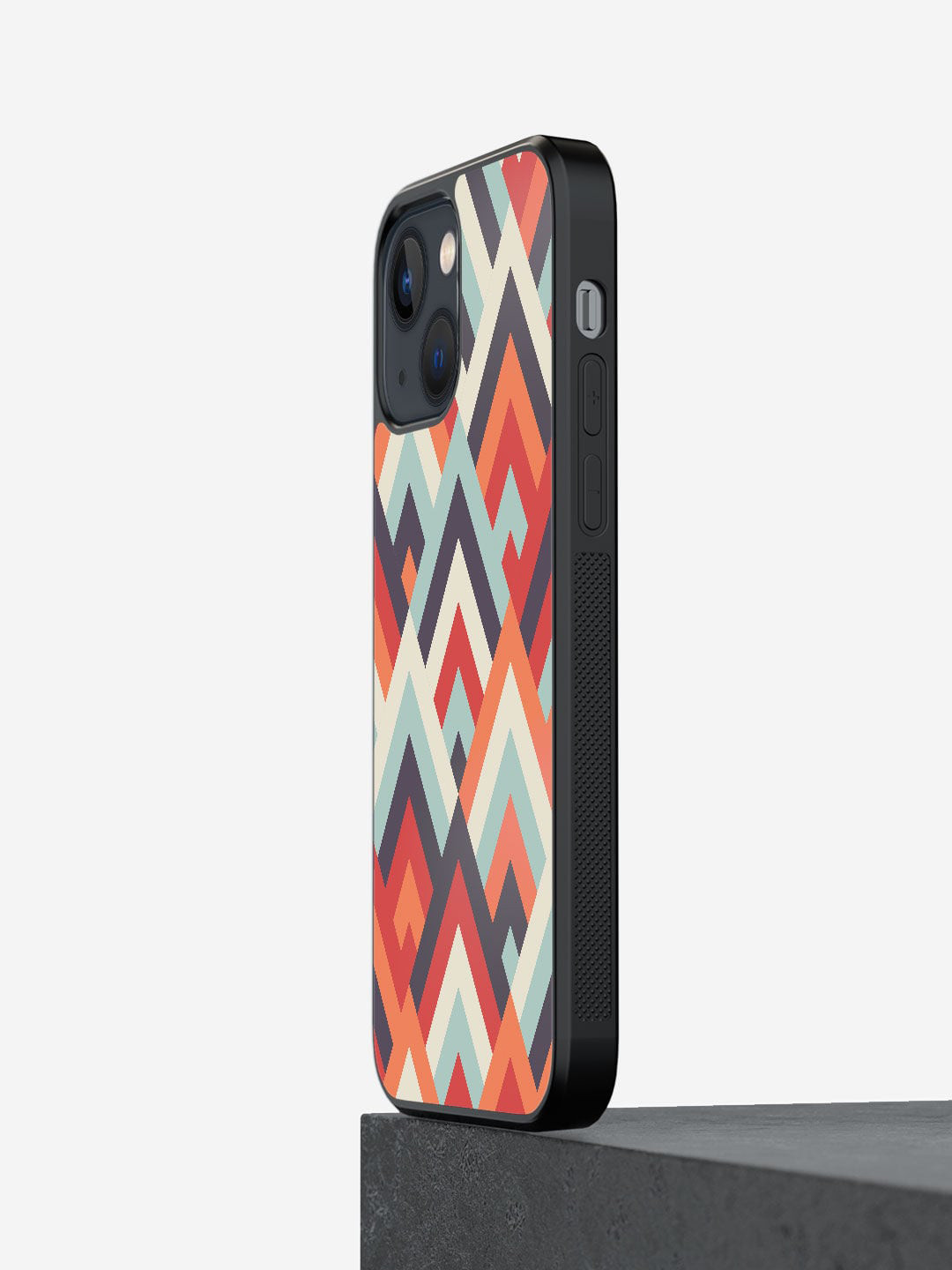 

macmerise Orange & White Symmetric Cheveron Design iPhone 13 Mini Back Case