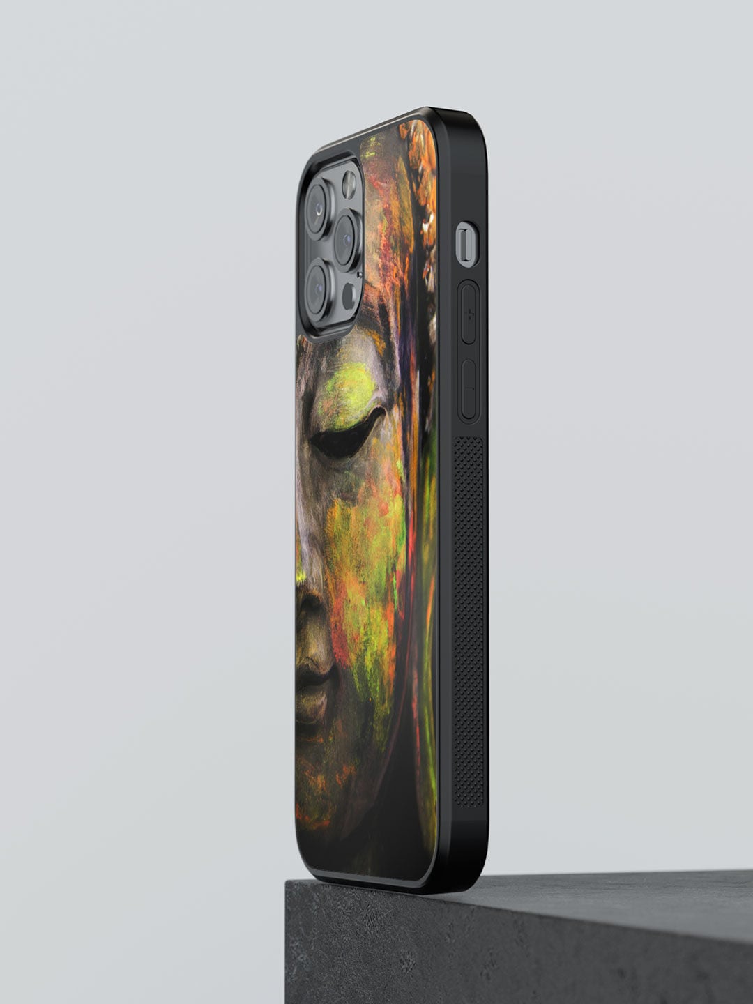 

macmerise Black Buddha Art Printed Rubber iPhone 13 Pro Phone Back Case