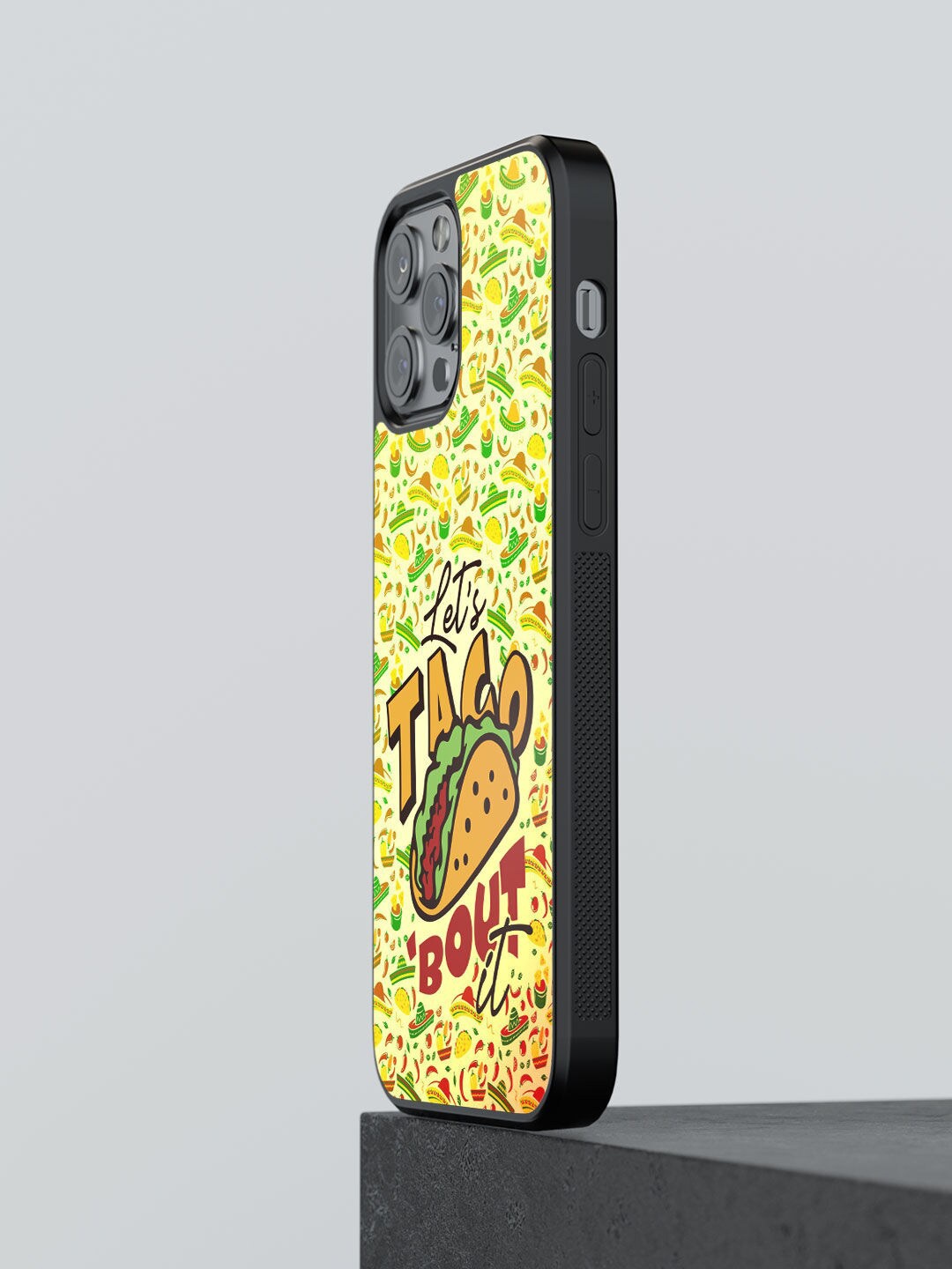 

macmerise Yellow & Red Lets Taco Bout It Design Printed iPhone 13 Pro Bumper Case