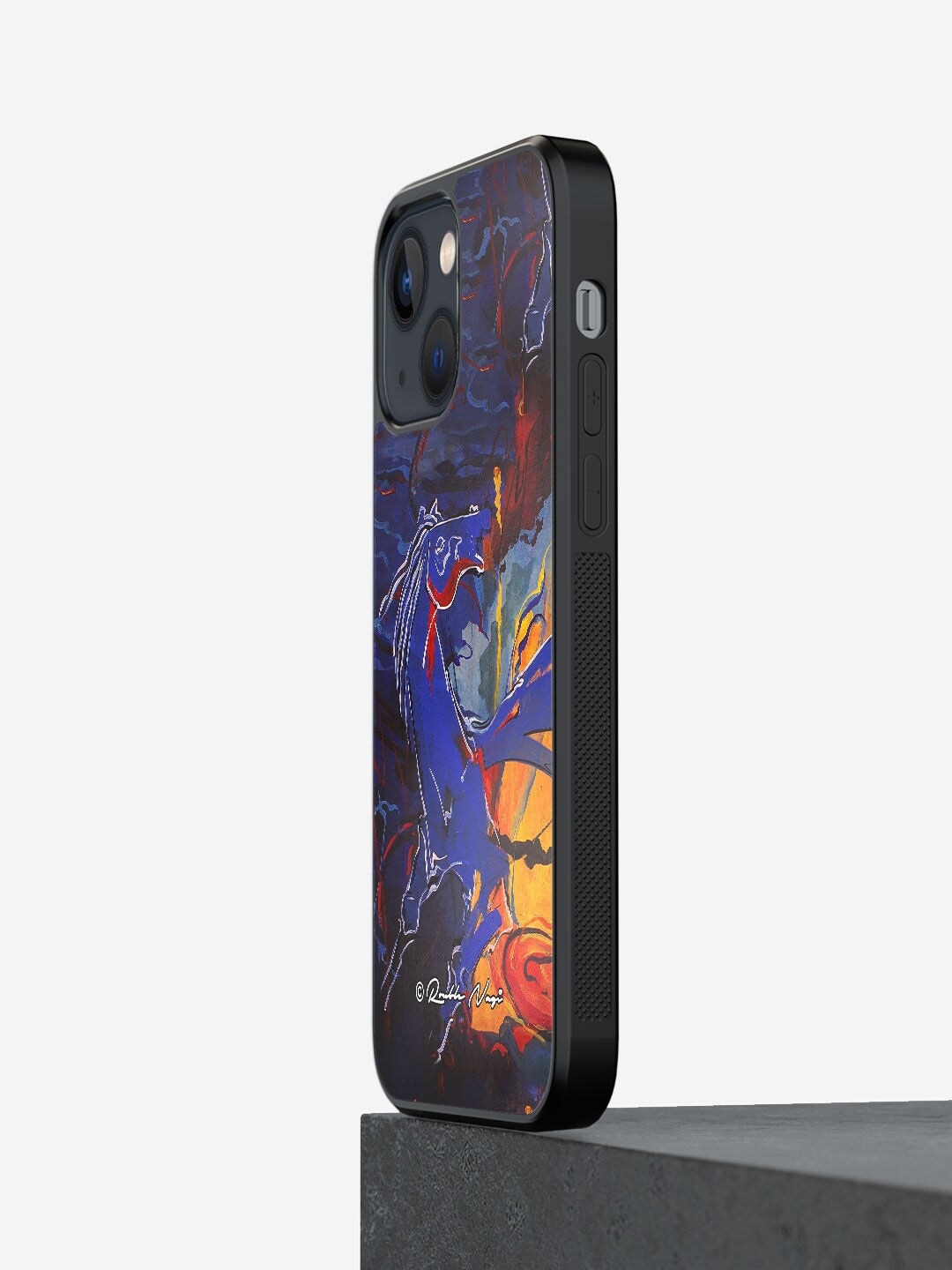 

macmerise Black & Blue Printed iPhone 13 Mini Bumper Phone Back Case