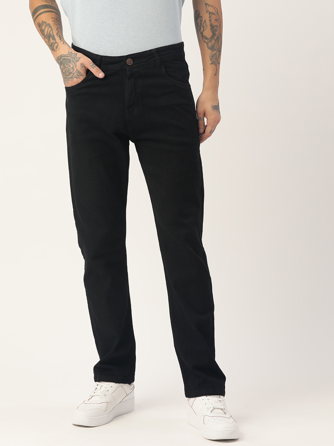 

PARIS HAMILTON Men Black Solid Straight Fit Stretchable Jeans
