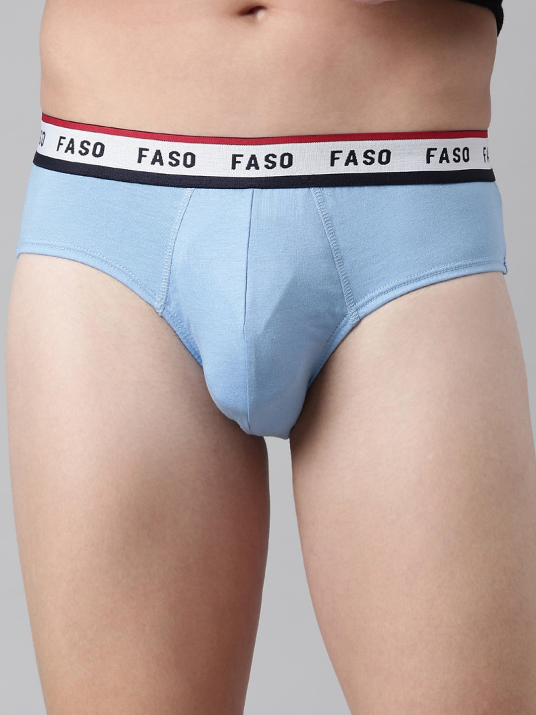 

FASO Men Blue Solid Basic Briefs