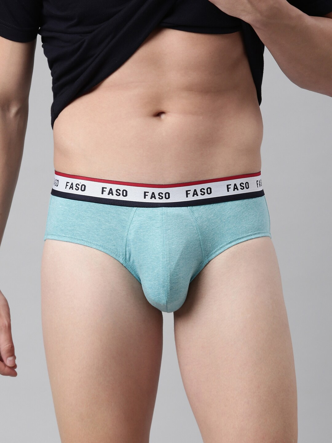 

FASO Men Sea Green Solid Basic Briefs