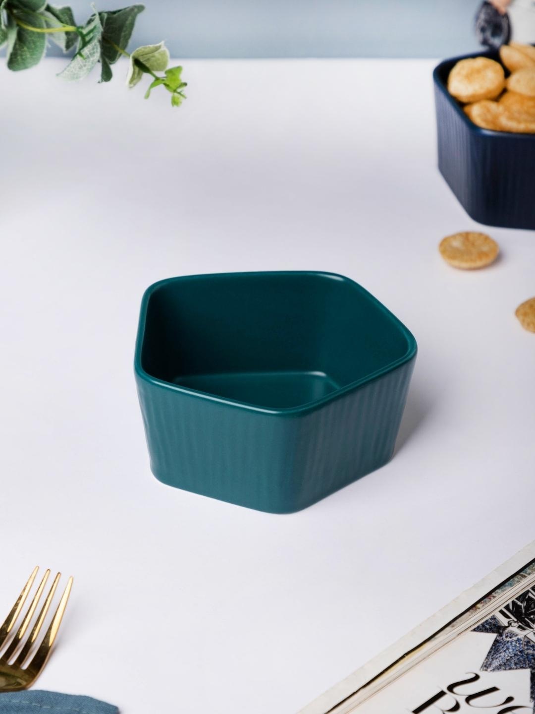 

Nestasia Green Geometric Pentagon Salad Microwave safe Ceramic Bowl 350ml