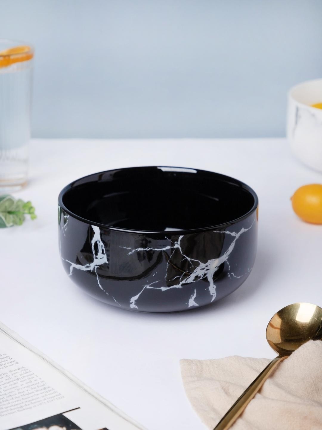 

Nestasia Black & White Printed Microwave safe Ceramic Glossy Bowl 1L