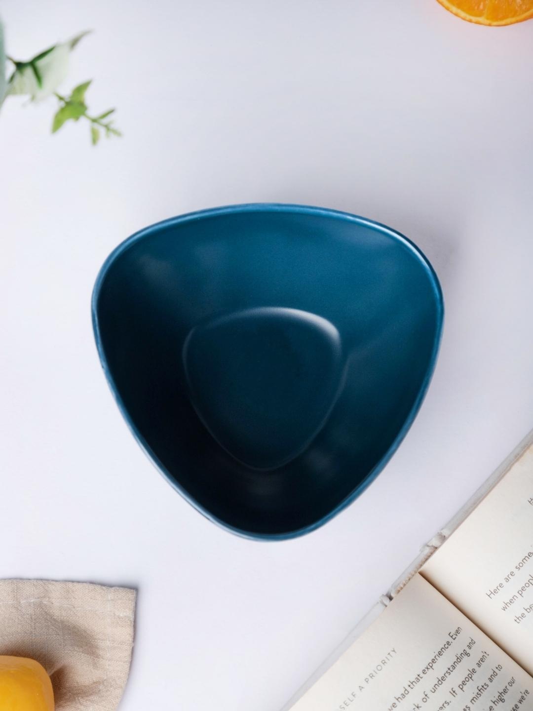 

Nestasia Teal Microwave safe Ceramic Triangle Glossy Bowl 200ml