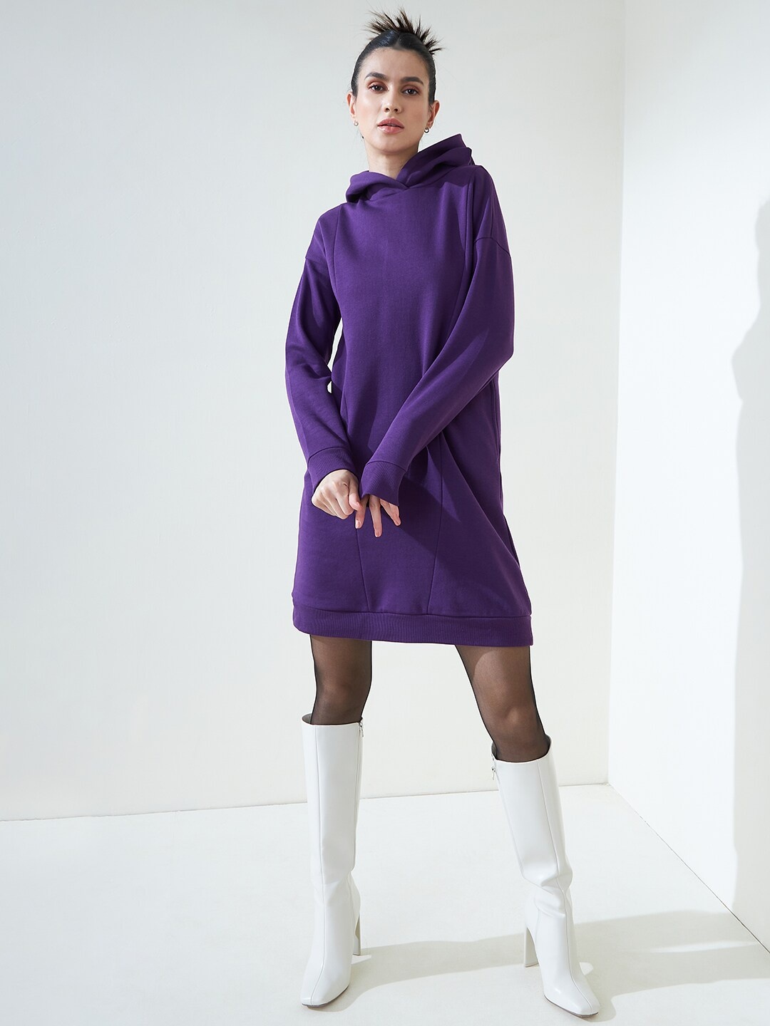 

Femella Women Purple Cotton Shirt Dress