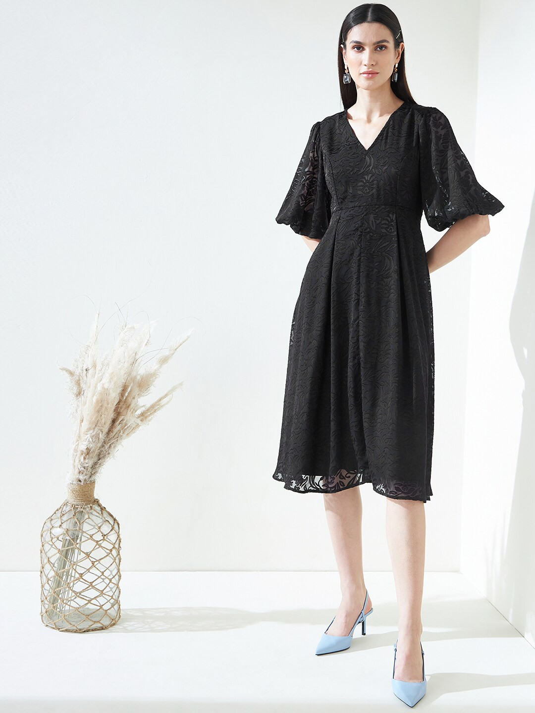 

Femella Women Black Floral Dress